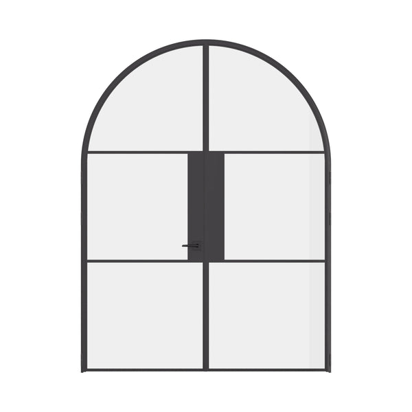 Air 4 double full arch interior doors in solid steel with dramatic curved tops