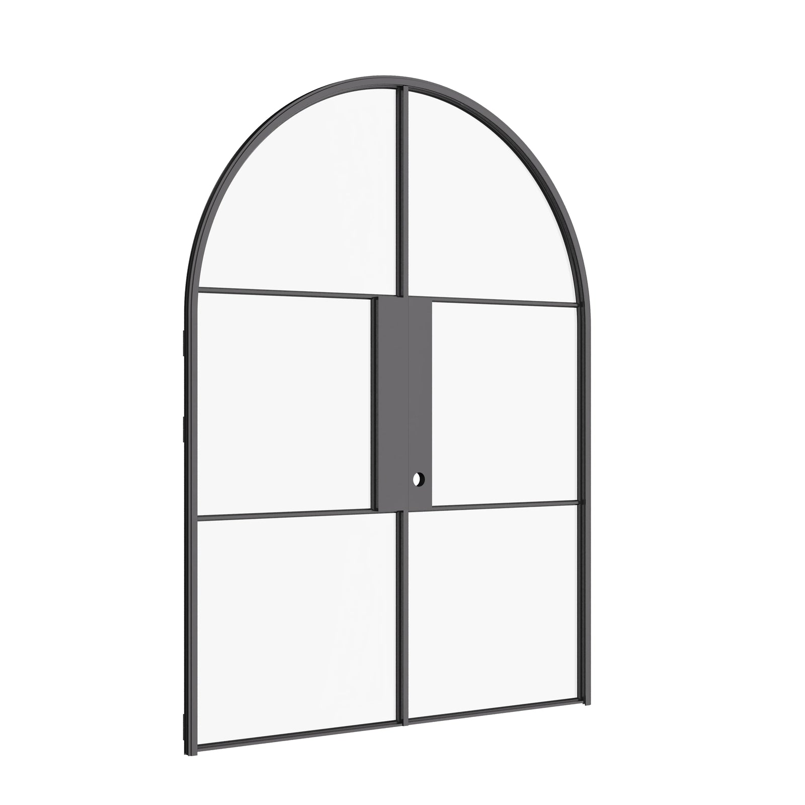 Air 4 grand arch top double doors with slim black steel framing
