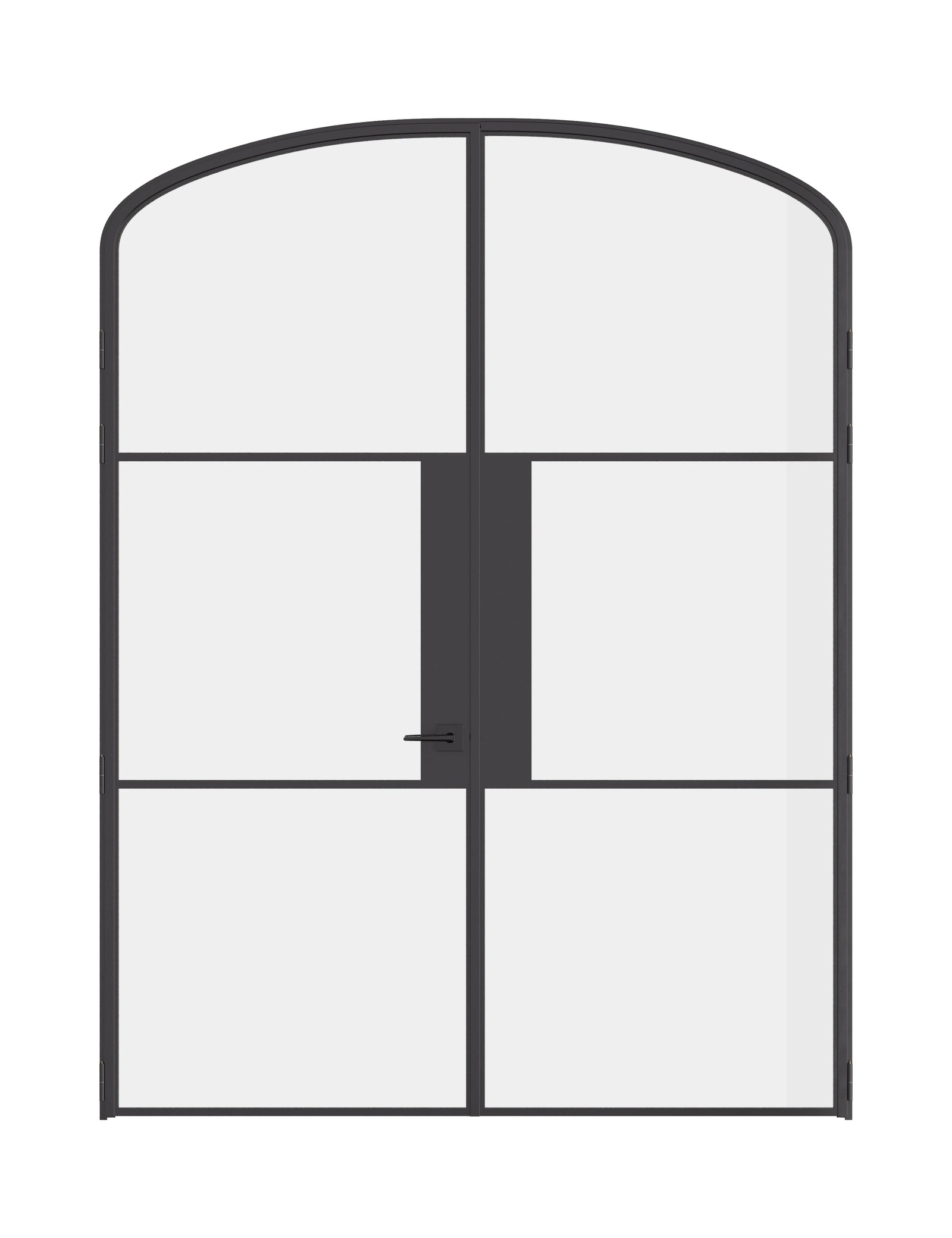 Air 4 double mini arch interior doors in solid steel with curved tops and slim framing