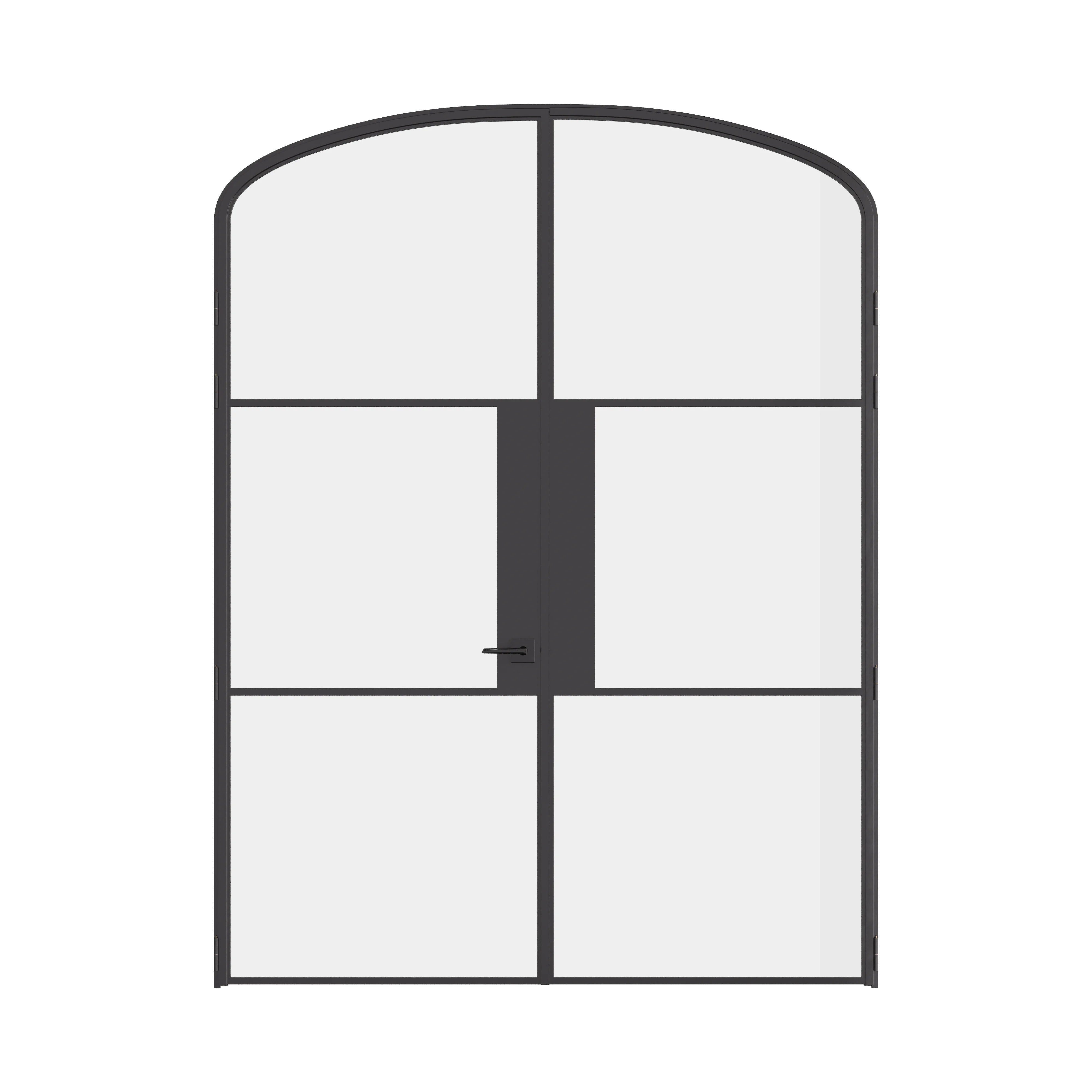 Air 4 double mini arch interior doors in solid steel with curved tops and slim framing