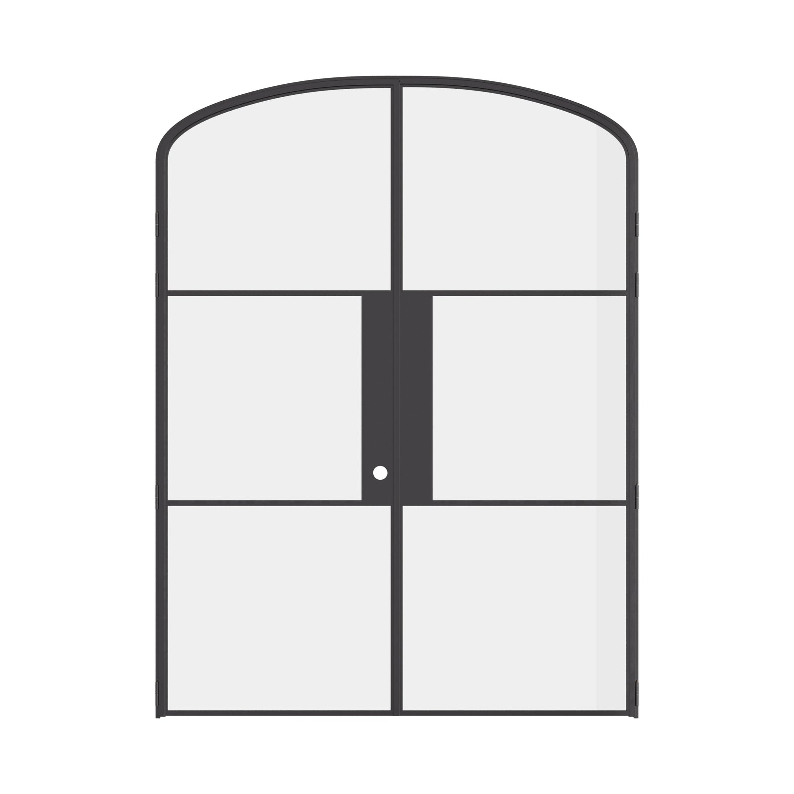 Air 4 curved top steel double doors with modern proportions and clear glass lites