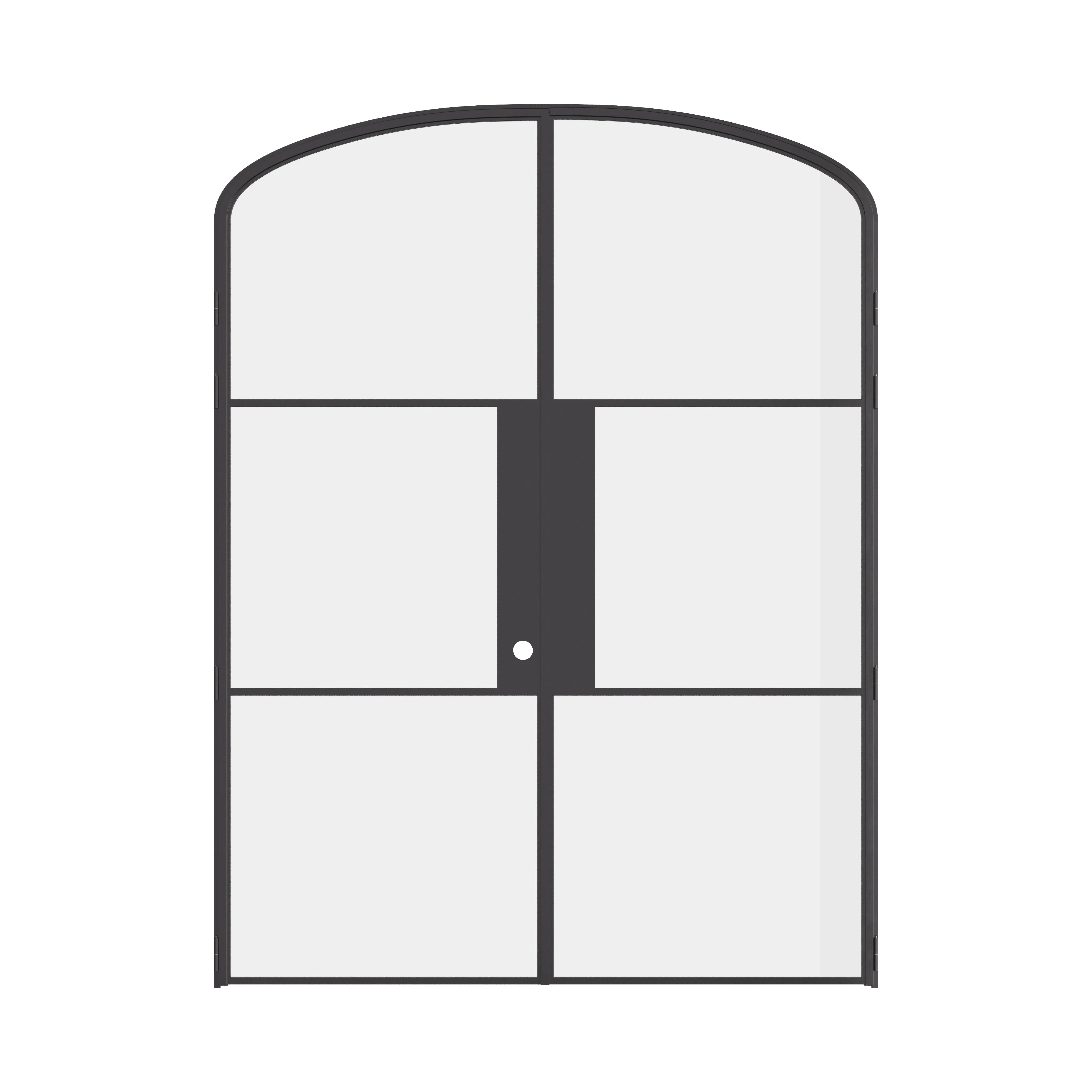 Air 4 curved top steel double doors with modern proportions and clear glass lites