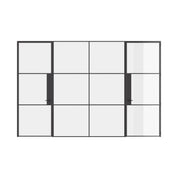 Air 4 dual single flat doors with center fixed panel in solid OTTOSTUMM steel and narrow sightlines