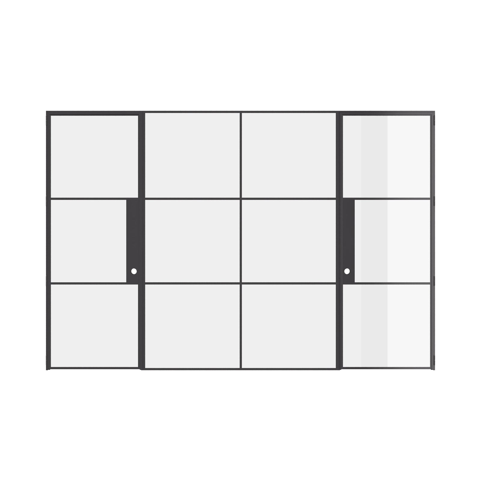 Air 4 interior set with twin doors and center window, strong prehung steel frame and clean lines