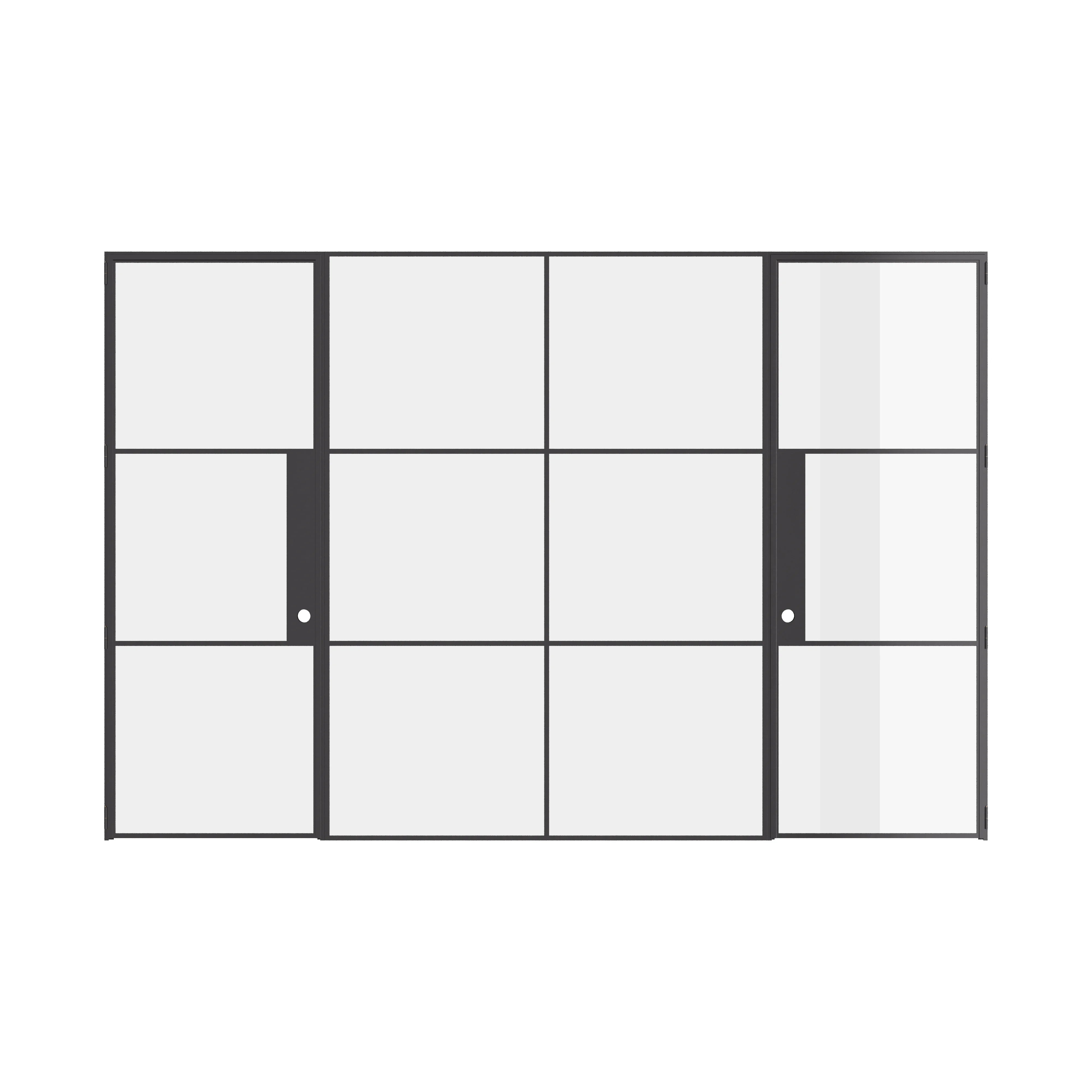 Air 4 interior set with twin doors and center window, strong prehung steel frame and clean lines