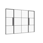 Air 4 three-panel configuration featuring two single doors and fixed center lite in sleek steel profile