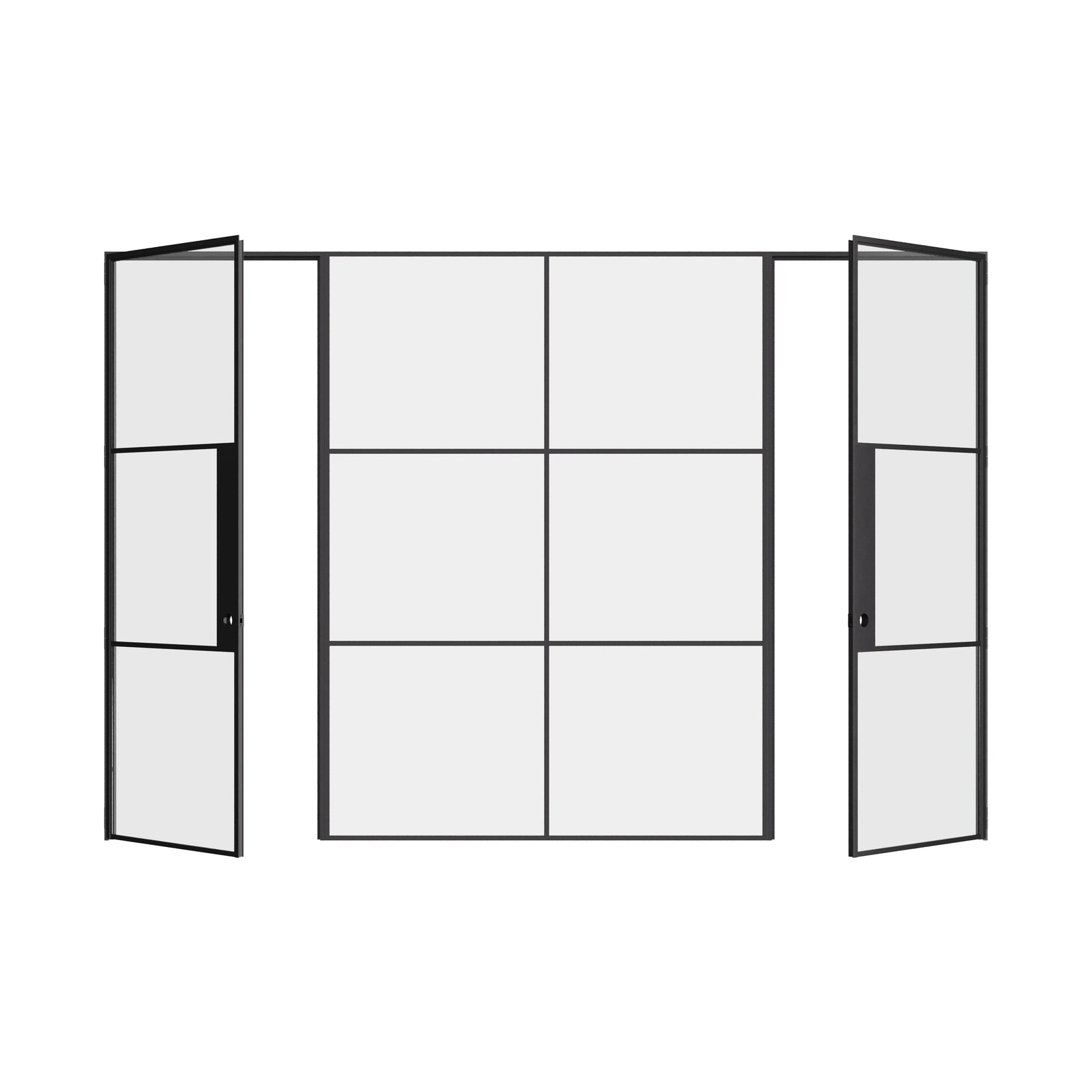 Air 4 modern steel double singles with central glass section, minimalist black frame design