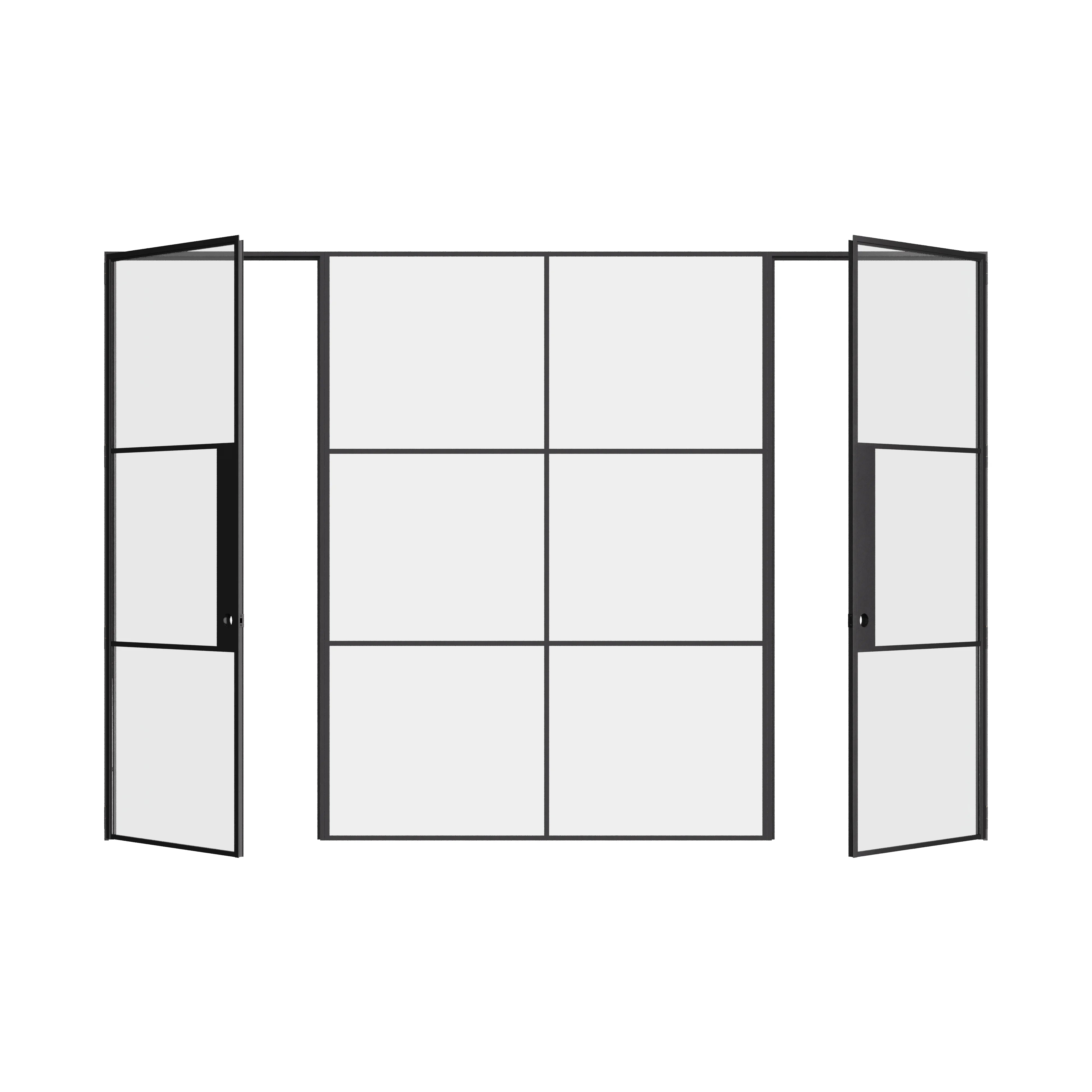 Air 4 modern steel double singles with central glass section, minimalist black frame design