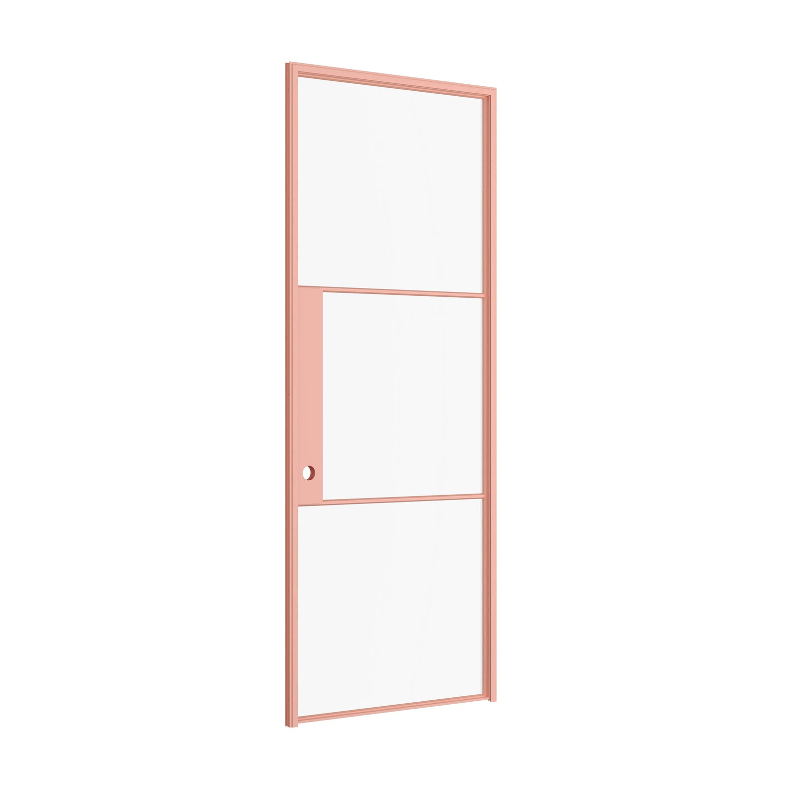 Air 4 contemporary single door in pink steel with minimalist grid