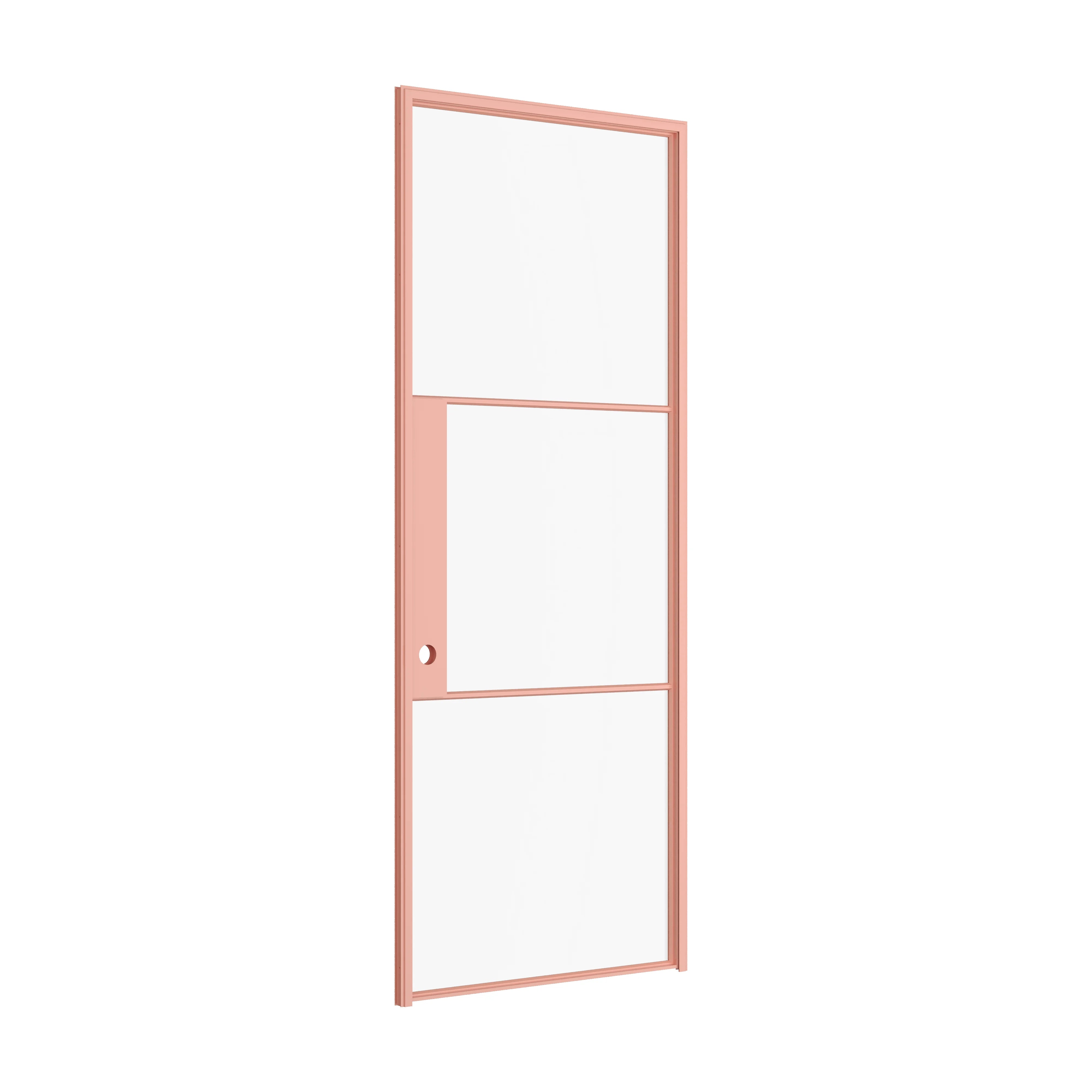 Air 4 contemporary single door in pink steel with minimalist grid