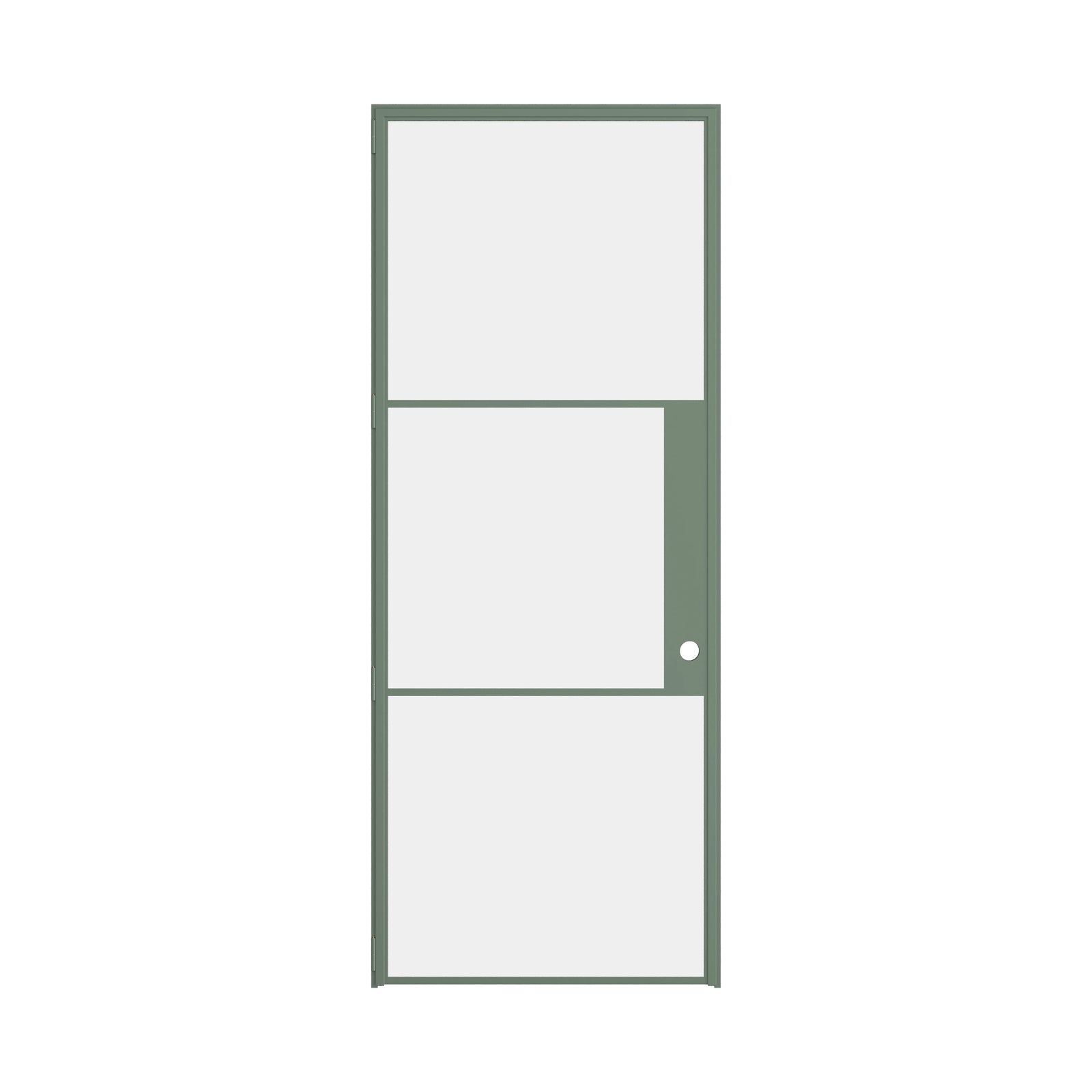 Air 4 architectural single door in green steel with clean lines