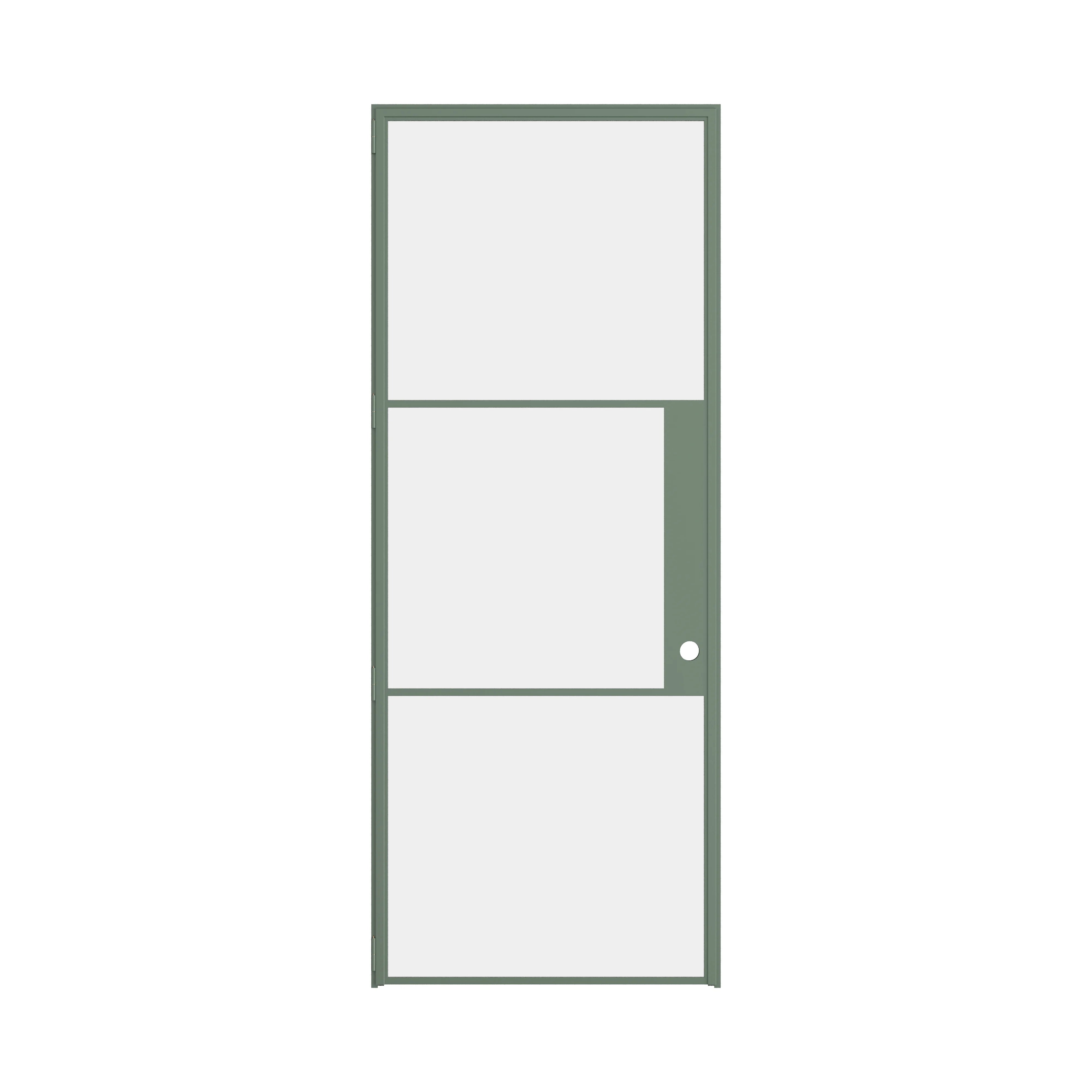 Air 4 architectural single door in green steel with clean lines