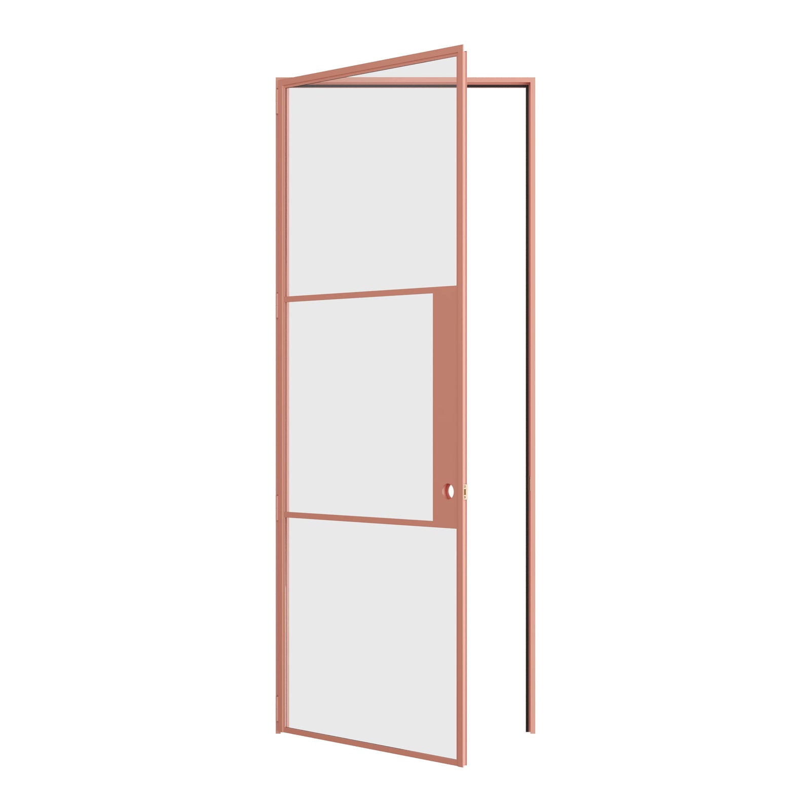 Air 4 single flat door in Sunset Pink steel with modern profile