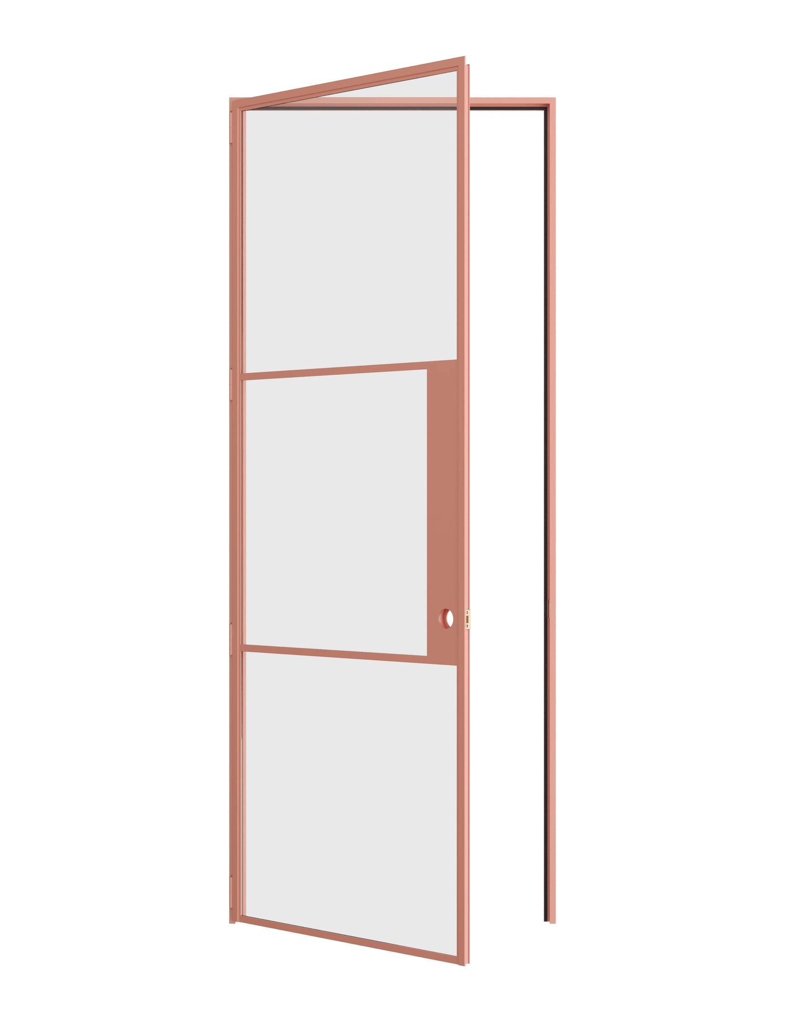Air 4 single flat door in Sunset Pink steel with modern profile