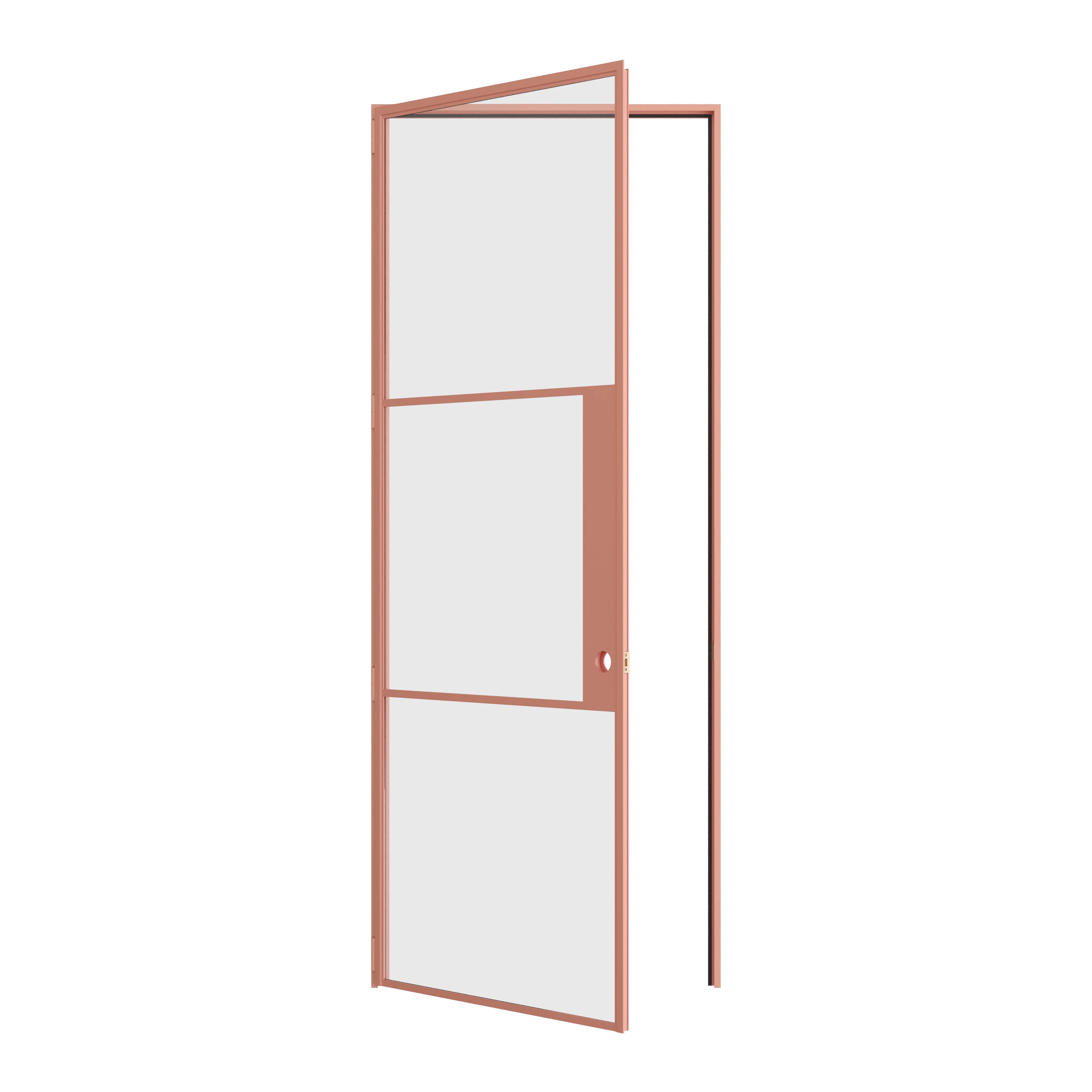Air 4 single flat door in Sunset Pink steel with modern profile