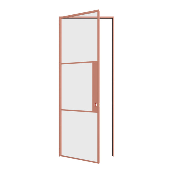 Air 4 single flat door in Sunset Pink steel with modern profile
