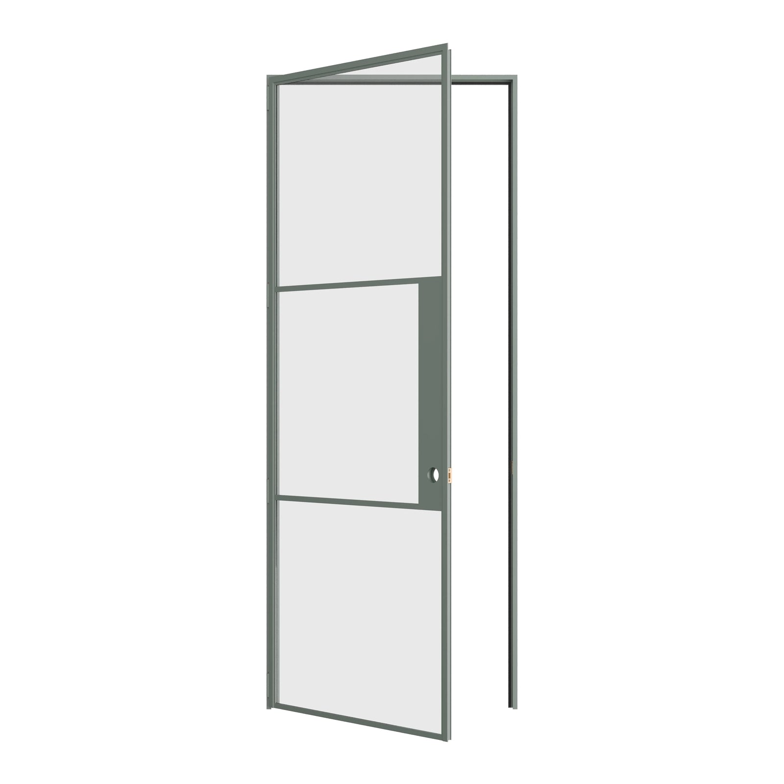 Air 4 flat top single door in mint OTTOSTUMM steel finish with tempered glass panels