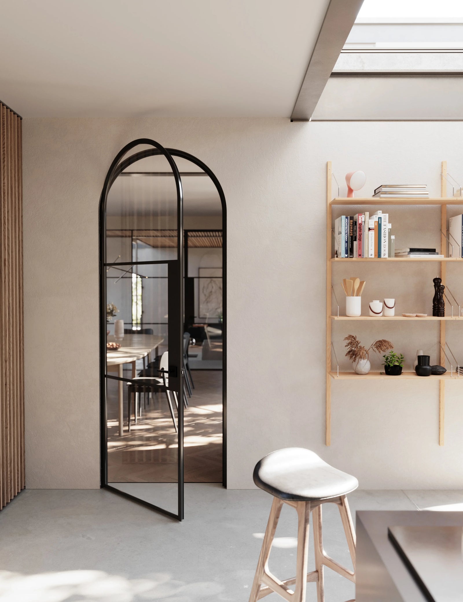 Air 4 full arch interior door in hot-rolled OTTOSTUMM steel with clear glass panels