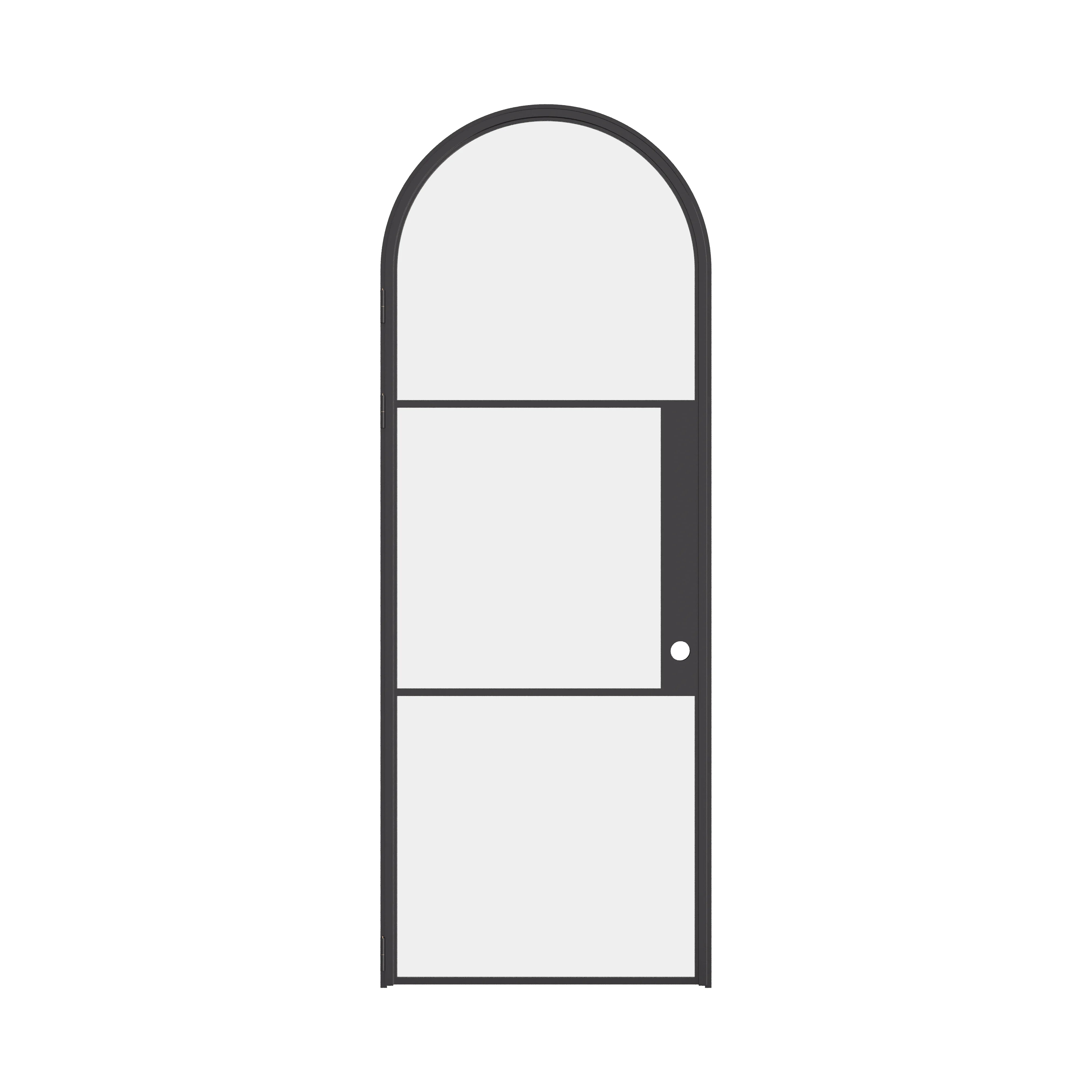 Air 4 curved full arch steel door with minimalist grid design
