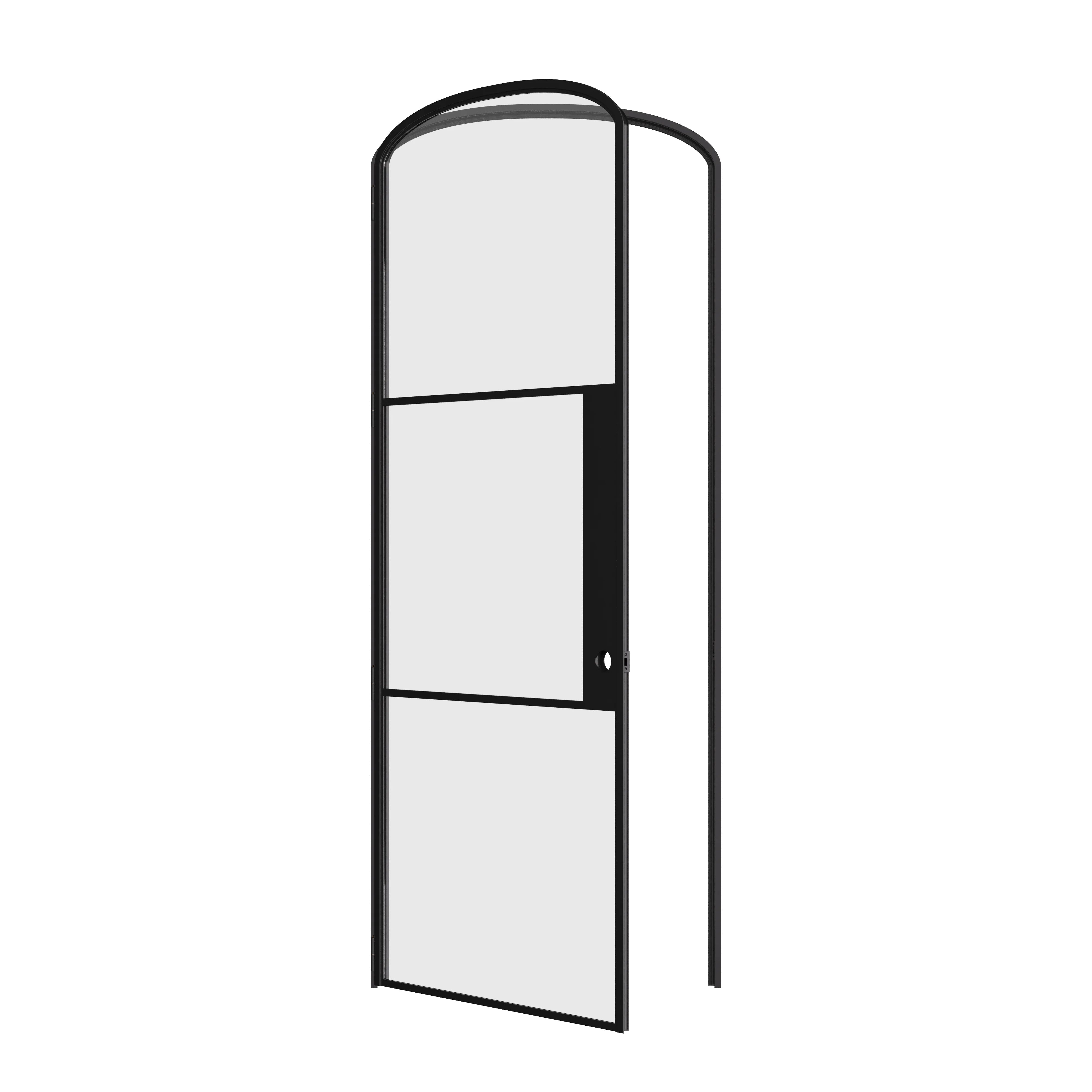 Air 4 curved top single steel door with tempered glass panels