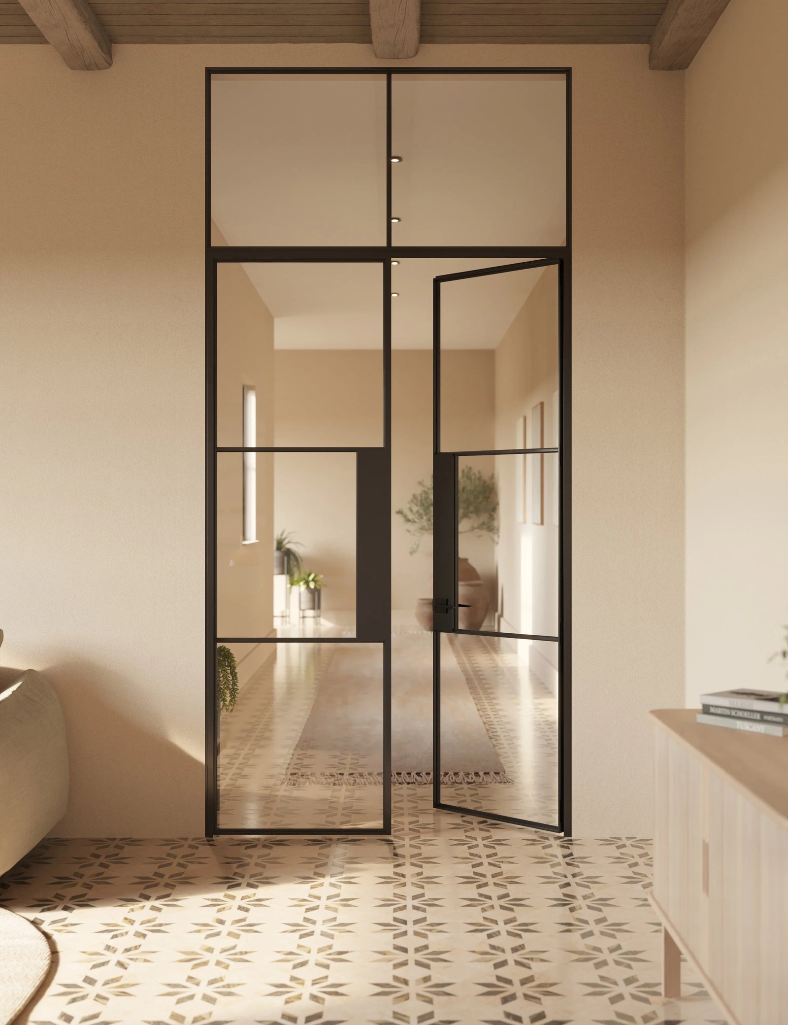 Air 4 architectural steel window panel with narrow mullions and modern styling