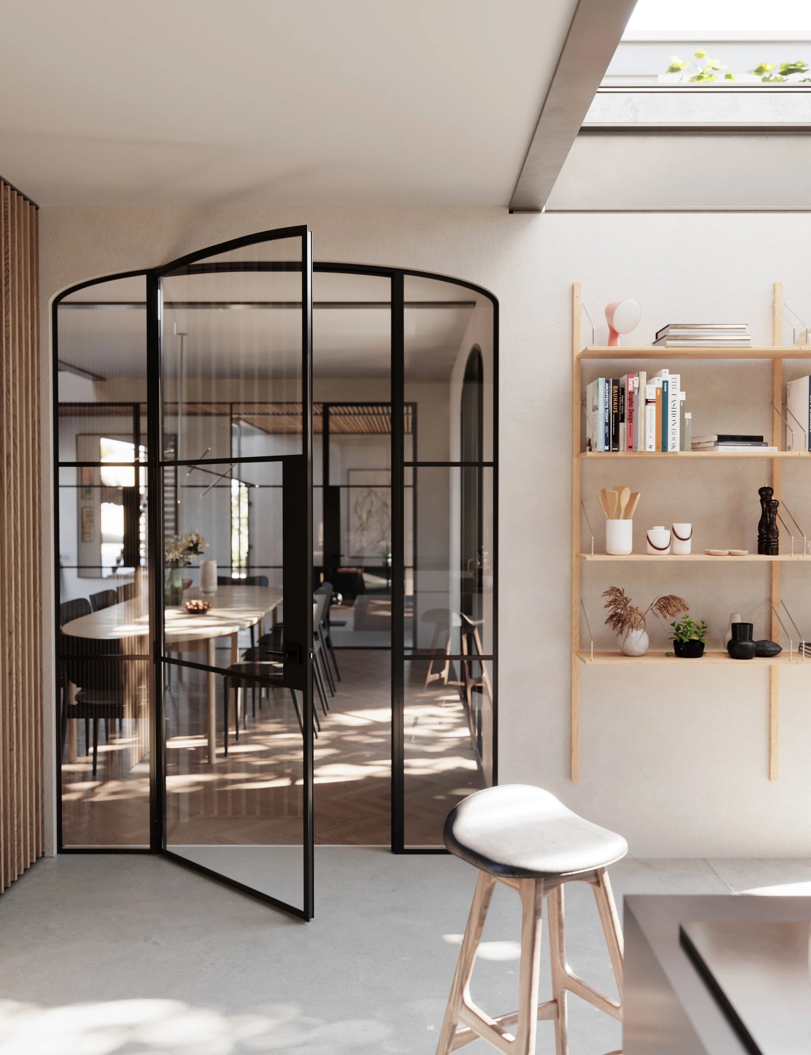 Air 4 mini arch OTTOSTUMM steel door with side windows and modern grid pattern
