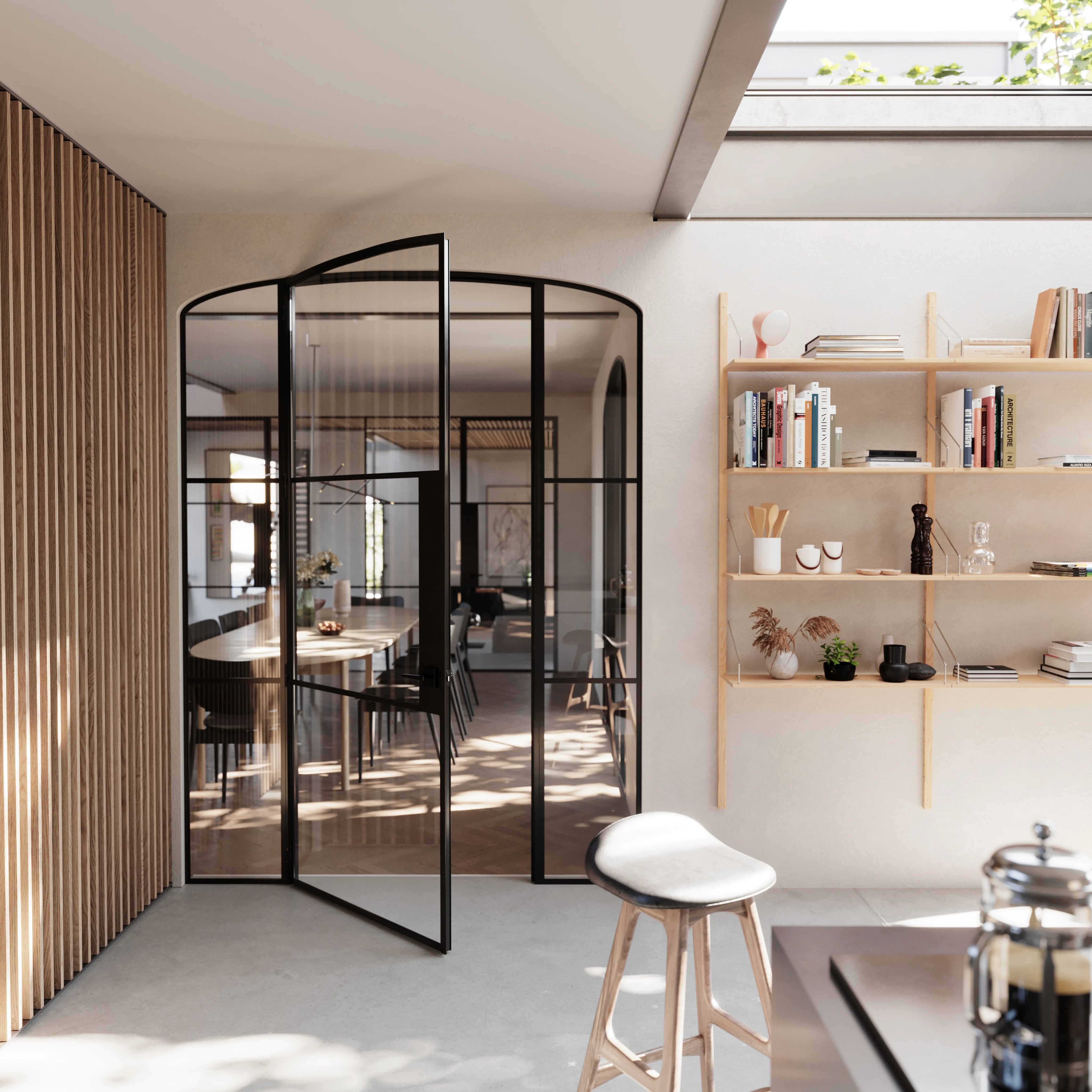 Air 4 mini arch OTTOSTUMM steel door with side windows and modern grid pattern