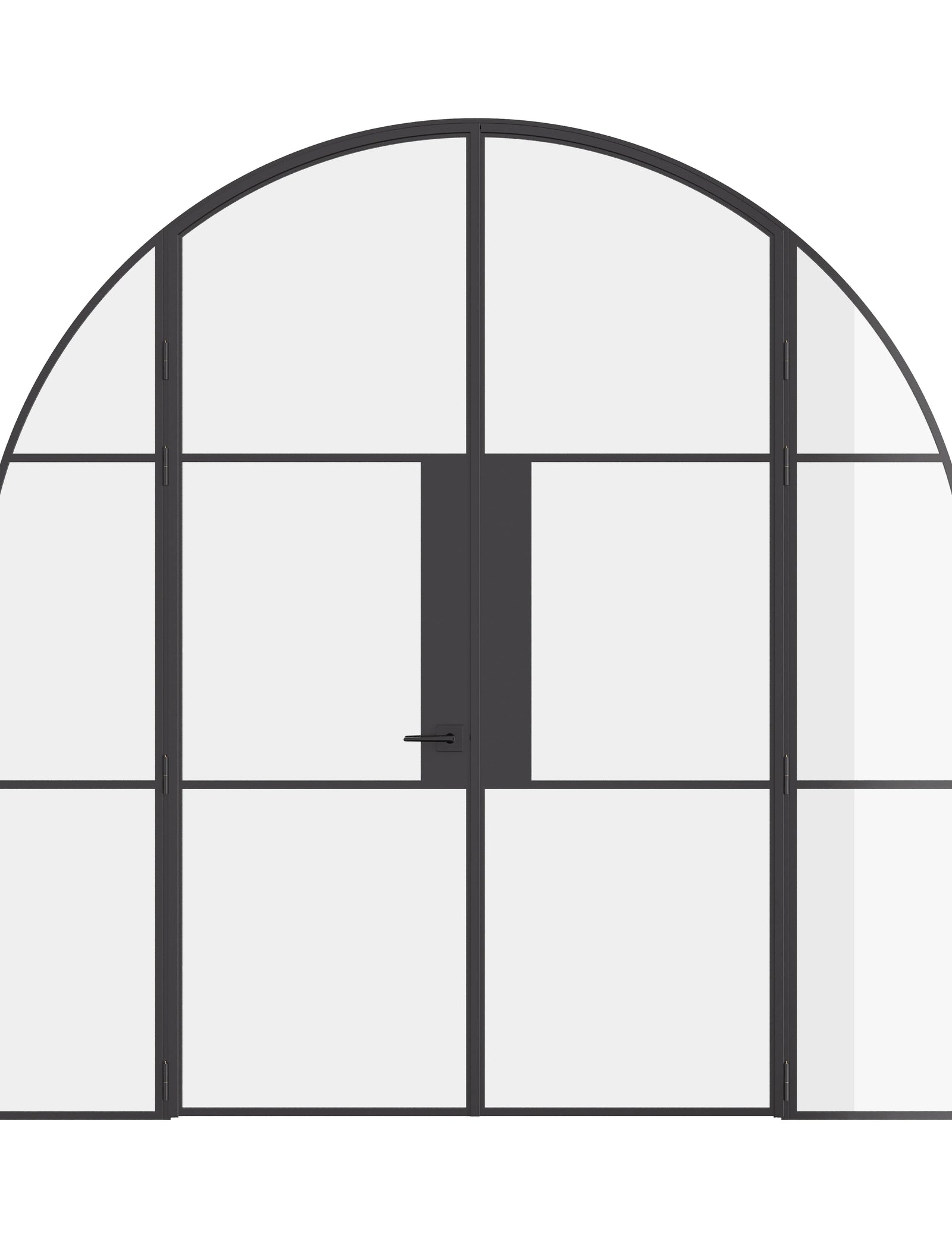 Air 4 double full arch doors with sidelights in solid steel frame system
