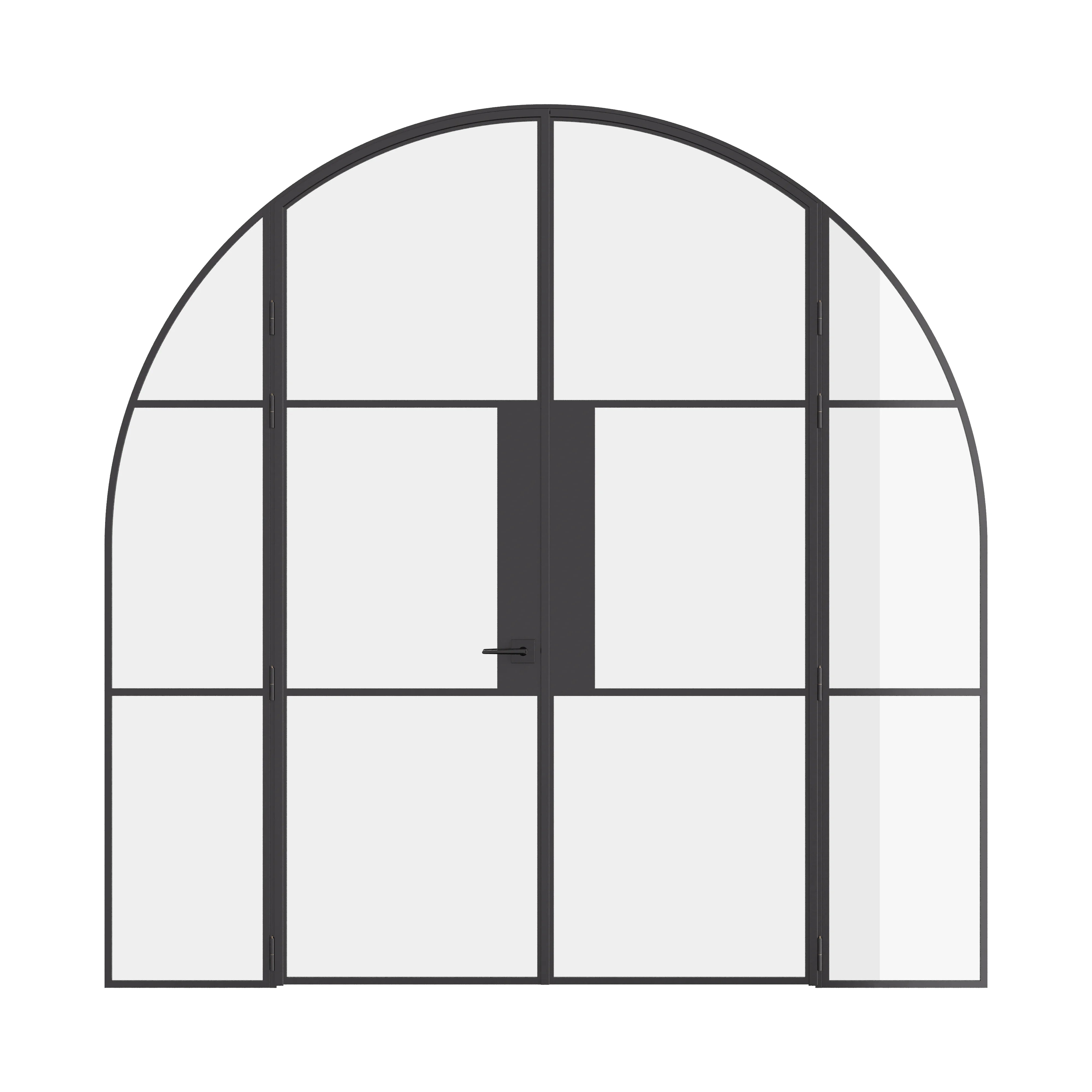 Air 4 double full arch doors with sidelights in solid steel frame system