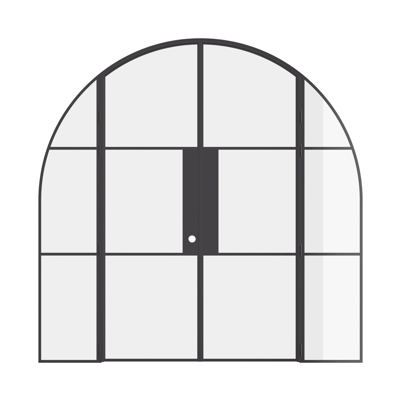Air 4 arched double doors with side windows and narrow mullions