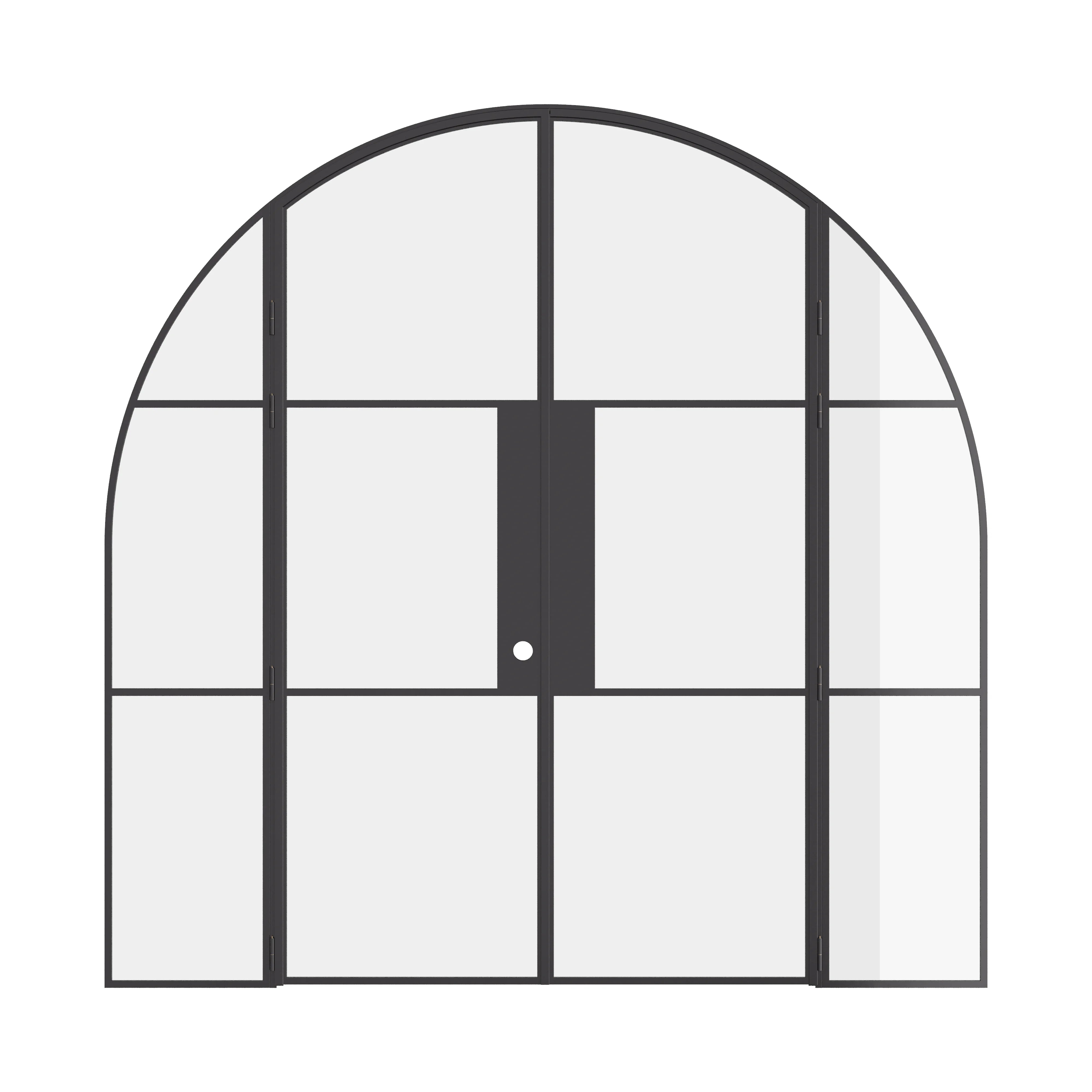 Air 4 arched double doors with side windows and narrow mullions