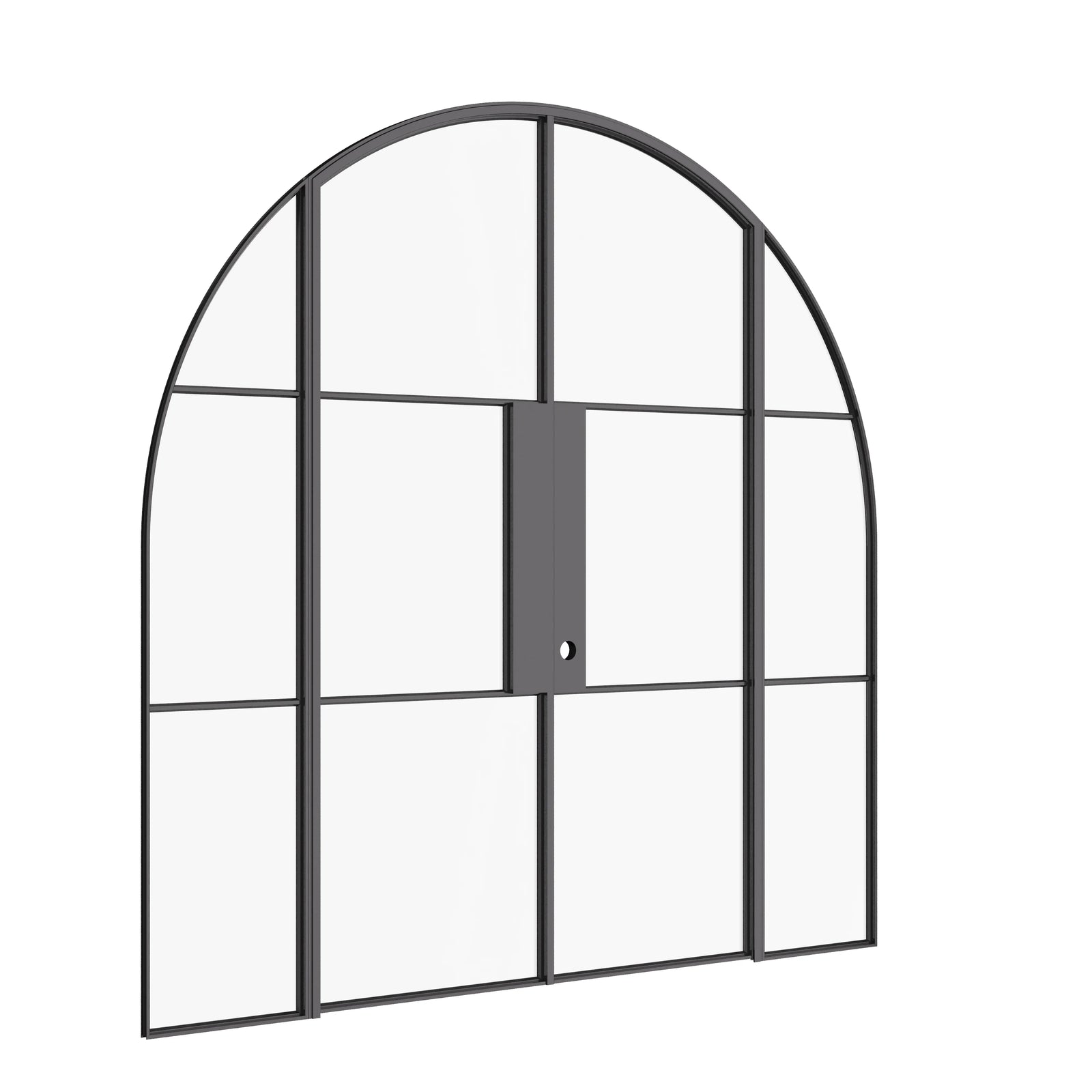 Air 4 curved top double door set with sidelites in architectural steel