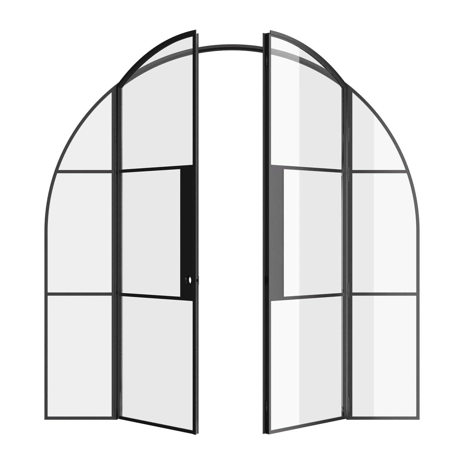 Air 4 double full arch doors with sidelights in strong steel frame