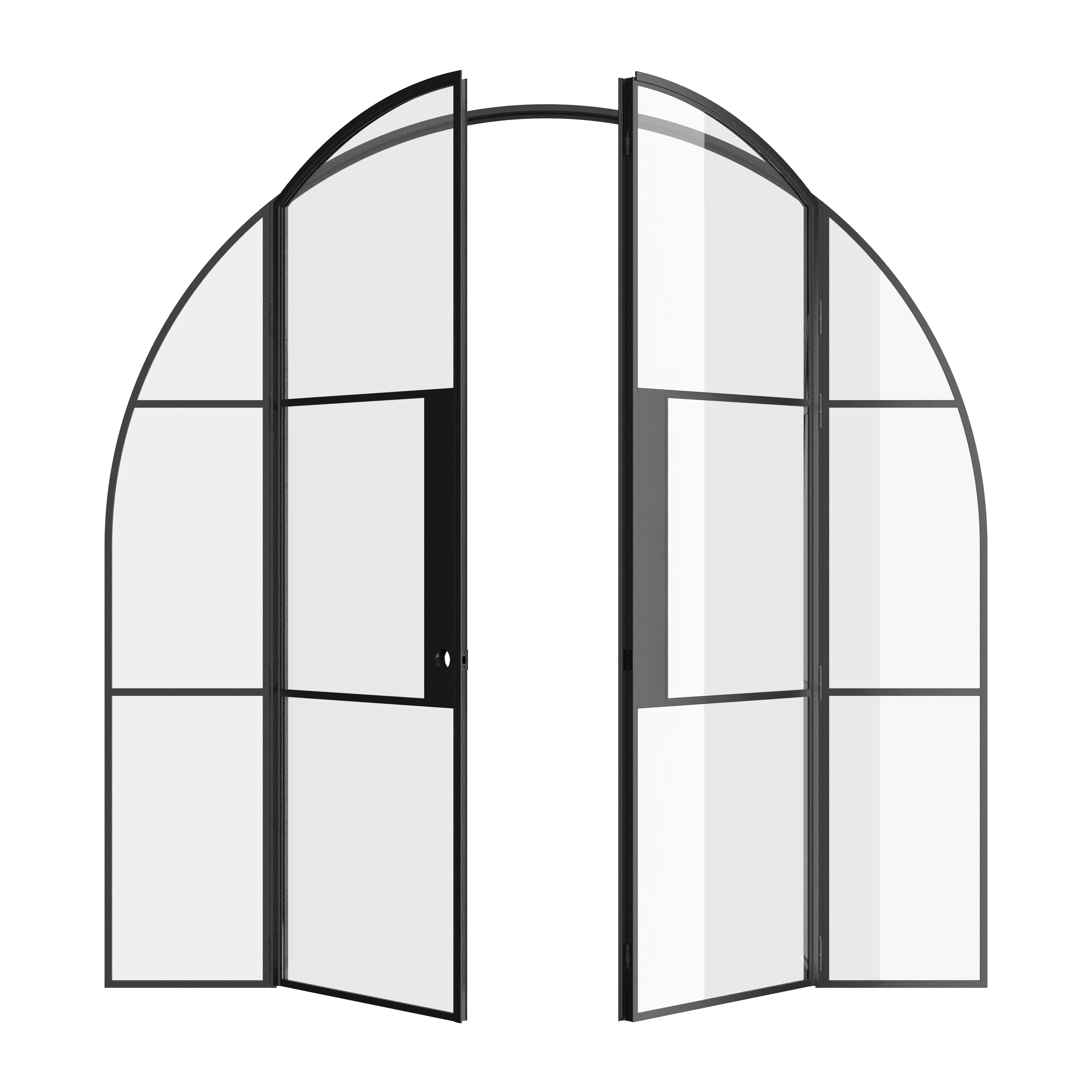 Air 4 double full arch doors with sidelights in strong steel frame