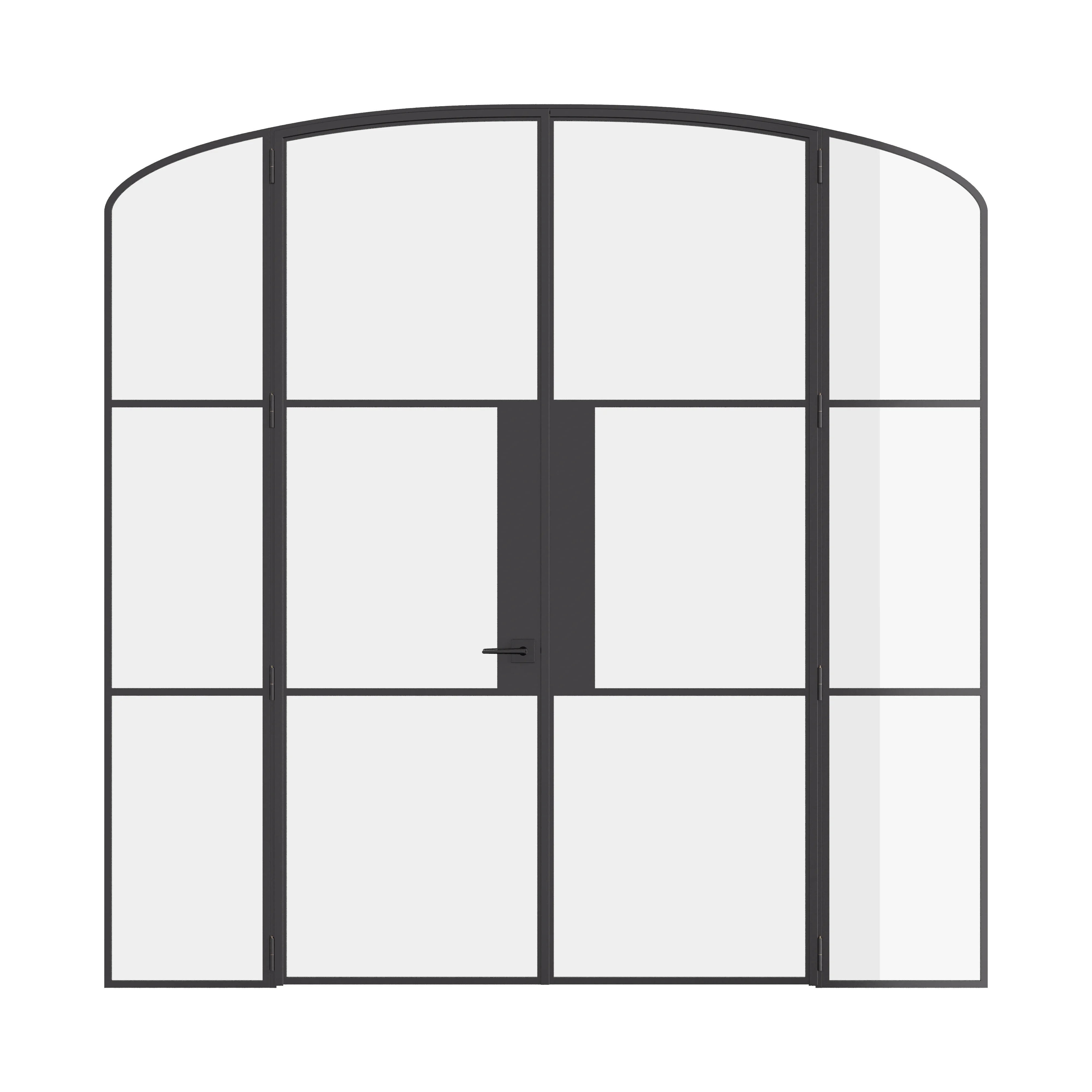 Air 4 double mini arch doors with sidelights in solid steel and clean lines
