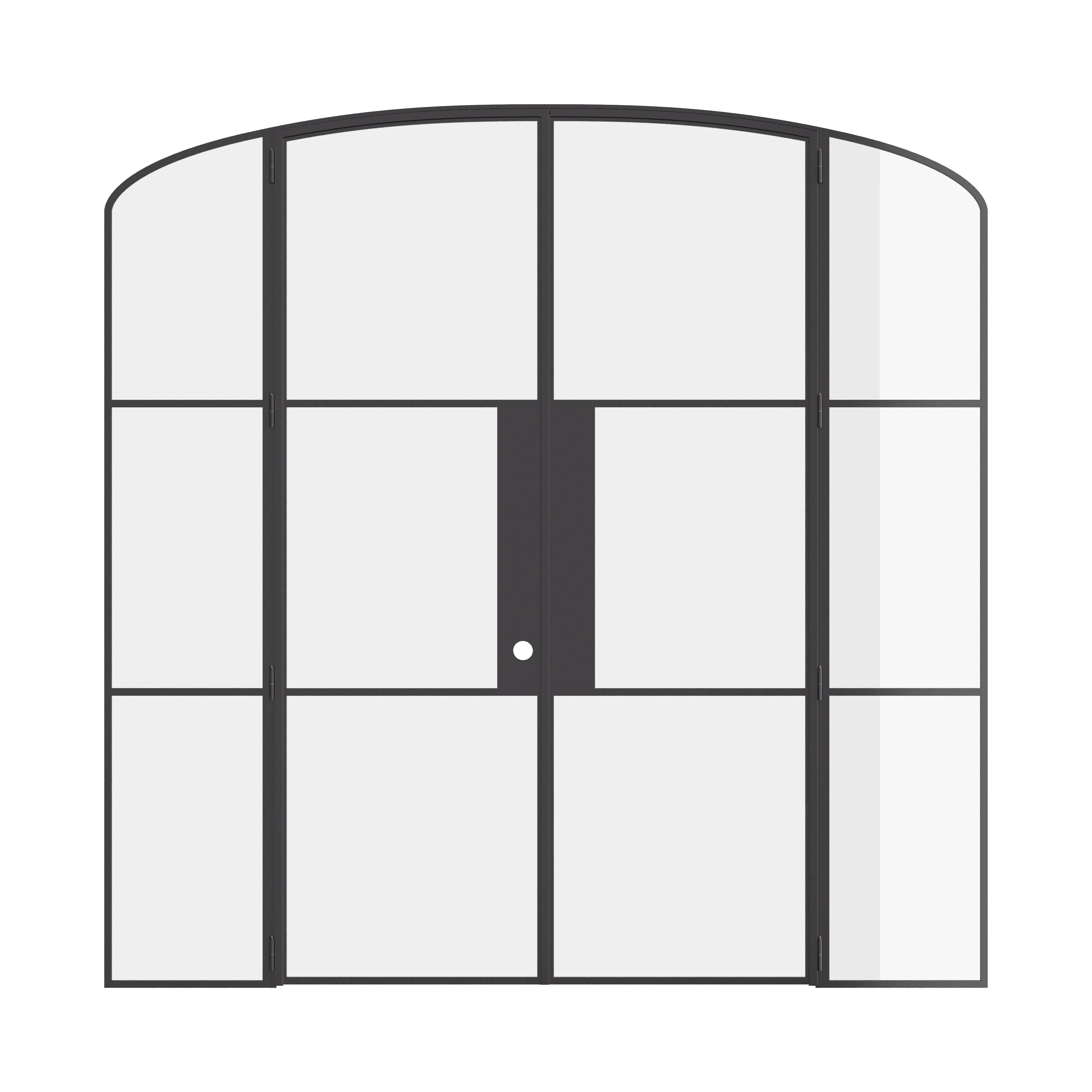 Air 4 curved top double doors with side windows in durable hot-rolled steel