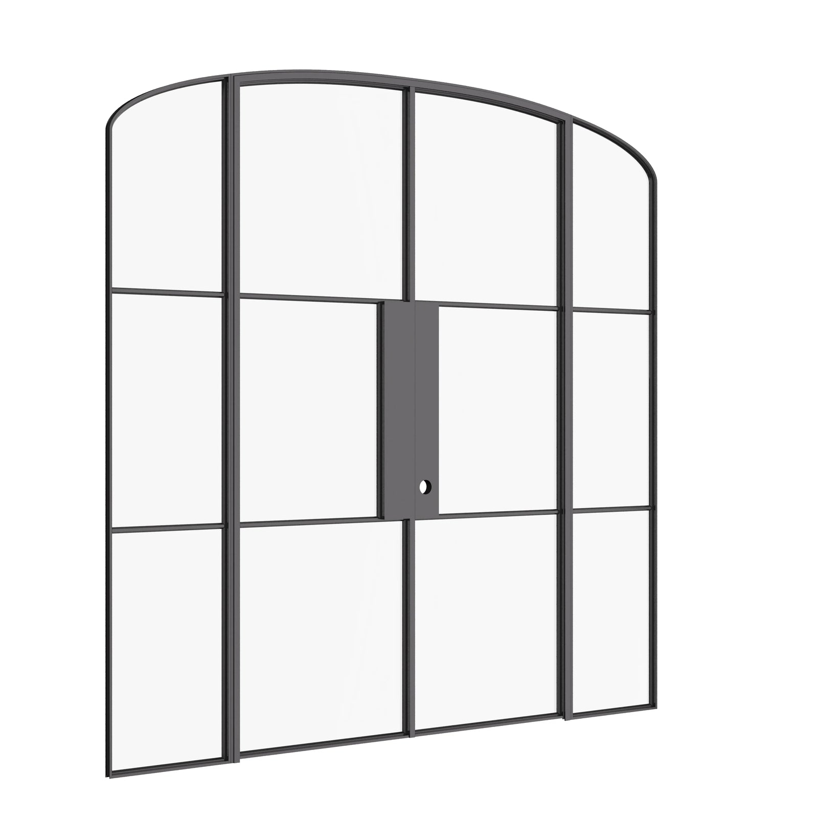 Air 4 curved top double doors with sidelites in architectural steel