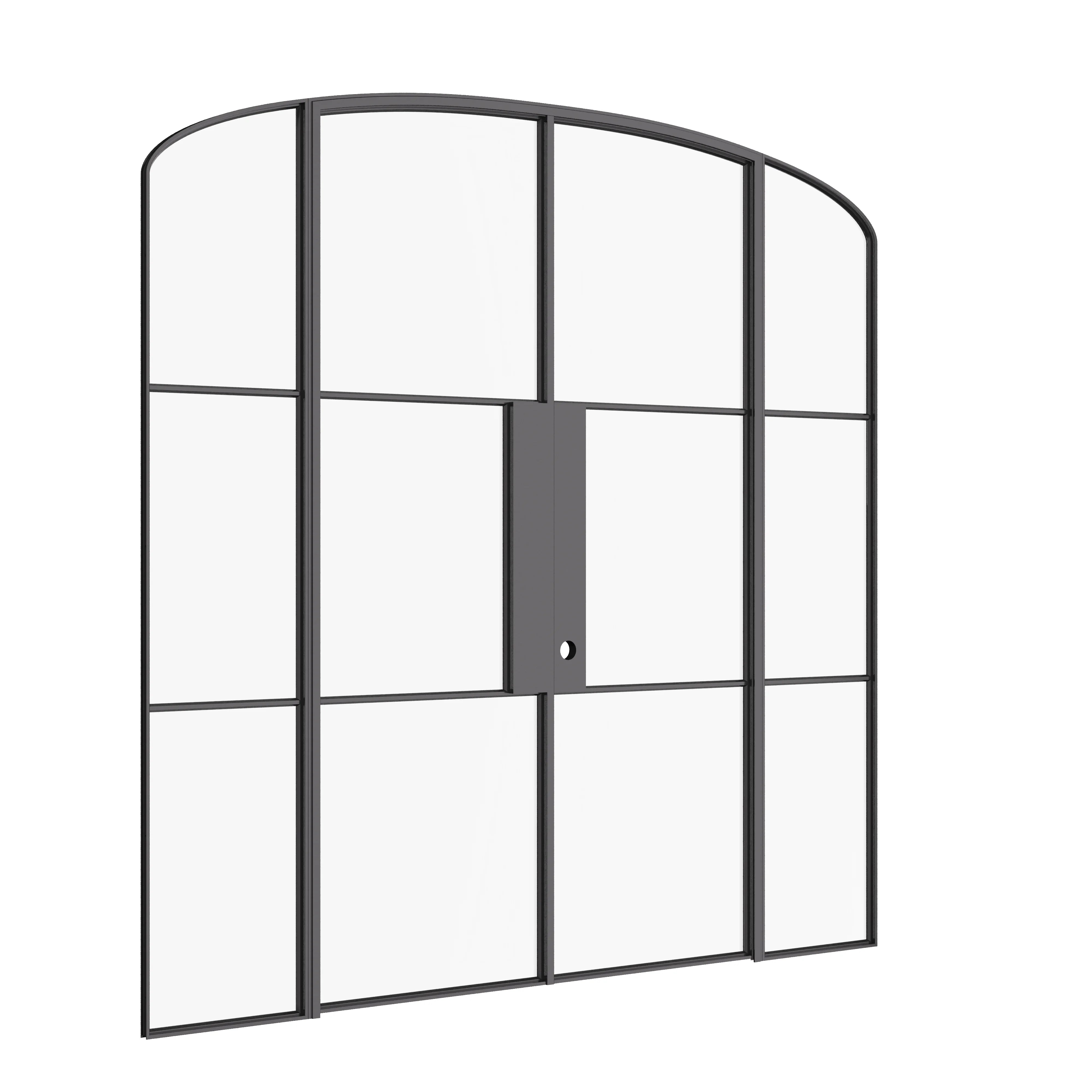 Air 4 curved top double doors with sidelites in architectural steel