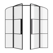 Air 4 double mini arch OTTOSTUMM steel doors with sidelights and slim black architectural frames