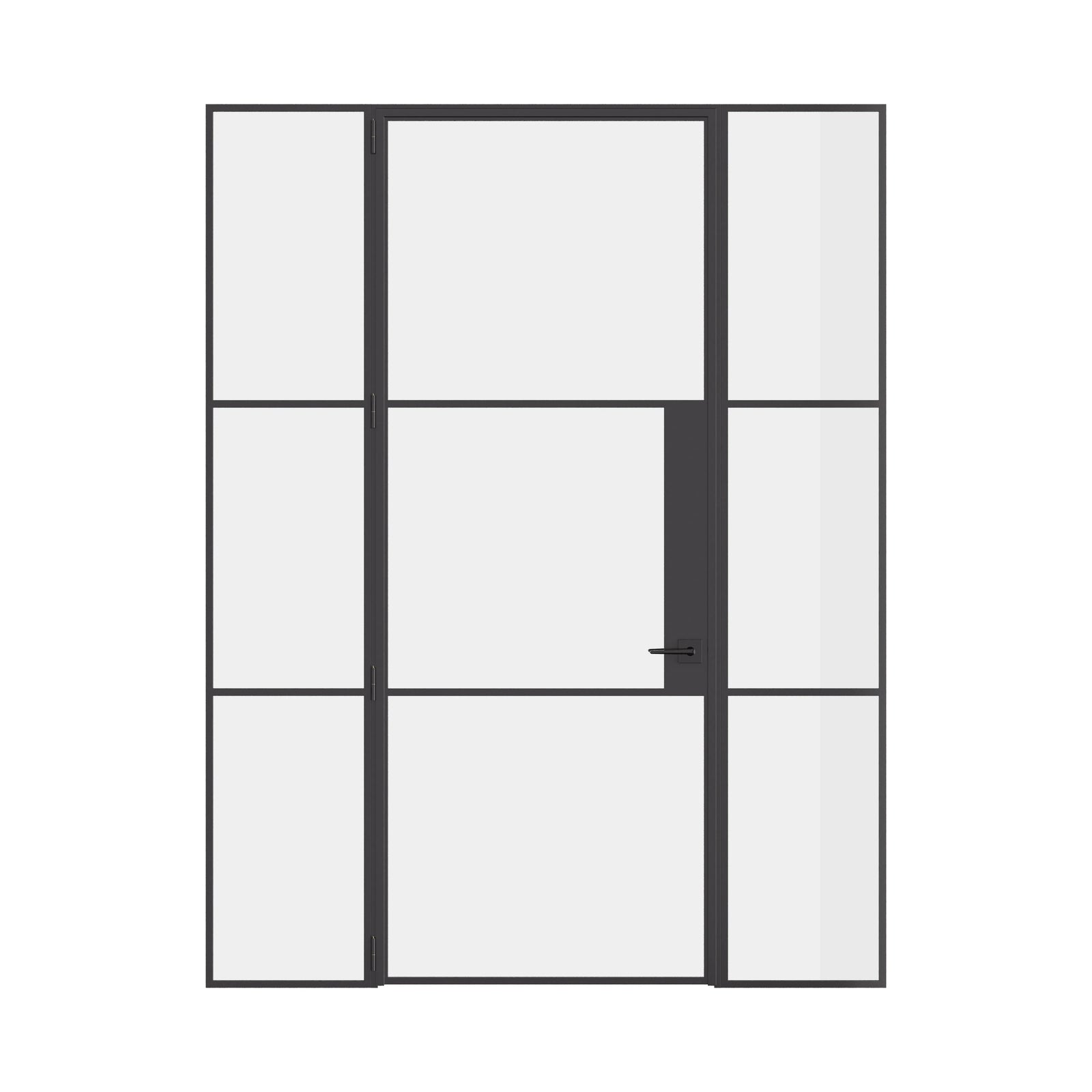 Air 4 single flat door with side windows in modular steel system and slim mullions