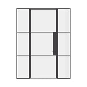 Air 4 single flat door with side windows in modular steel system and slim mullions