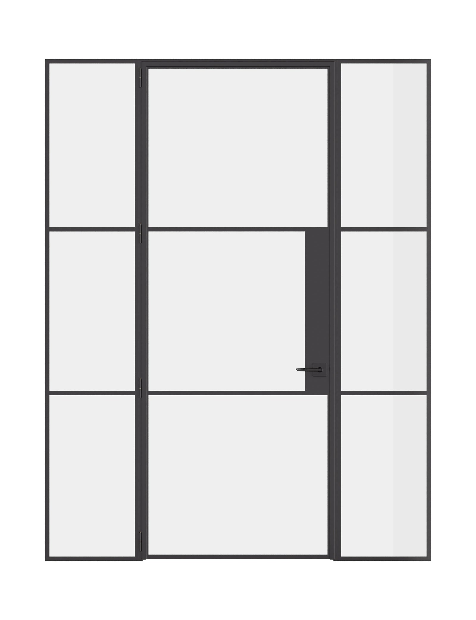 Air 4 single flat door with side windows in modular steel system and slim mullions