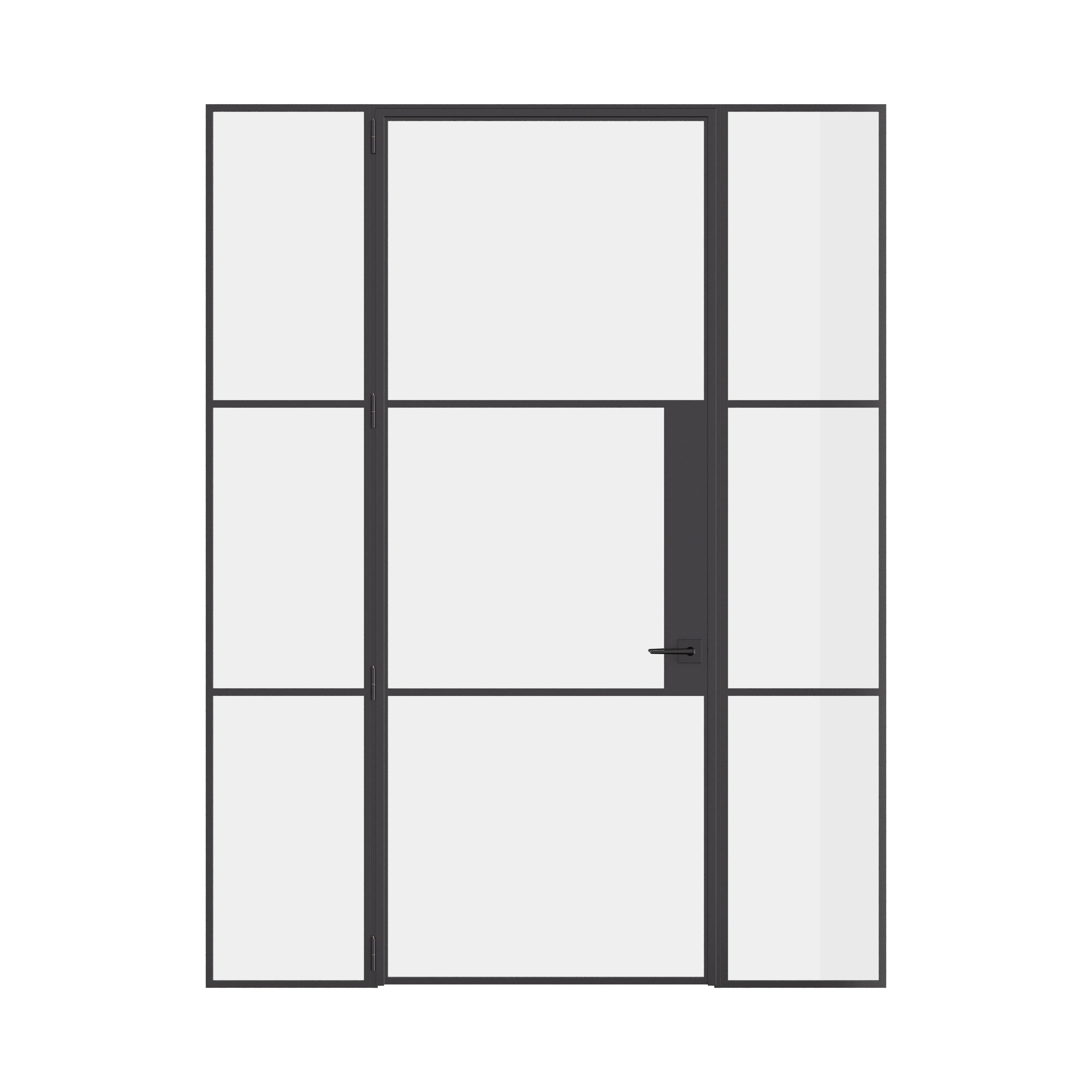 Air 4 single flat door with side windows in modular steel system and slim mullions