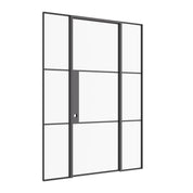 Air 4 single door and side lites combination in black architectural steel