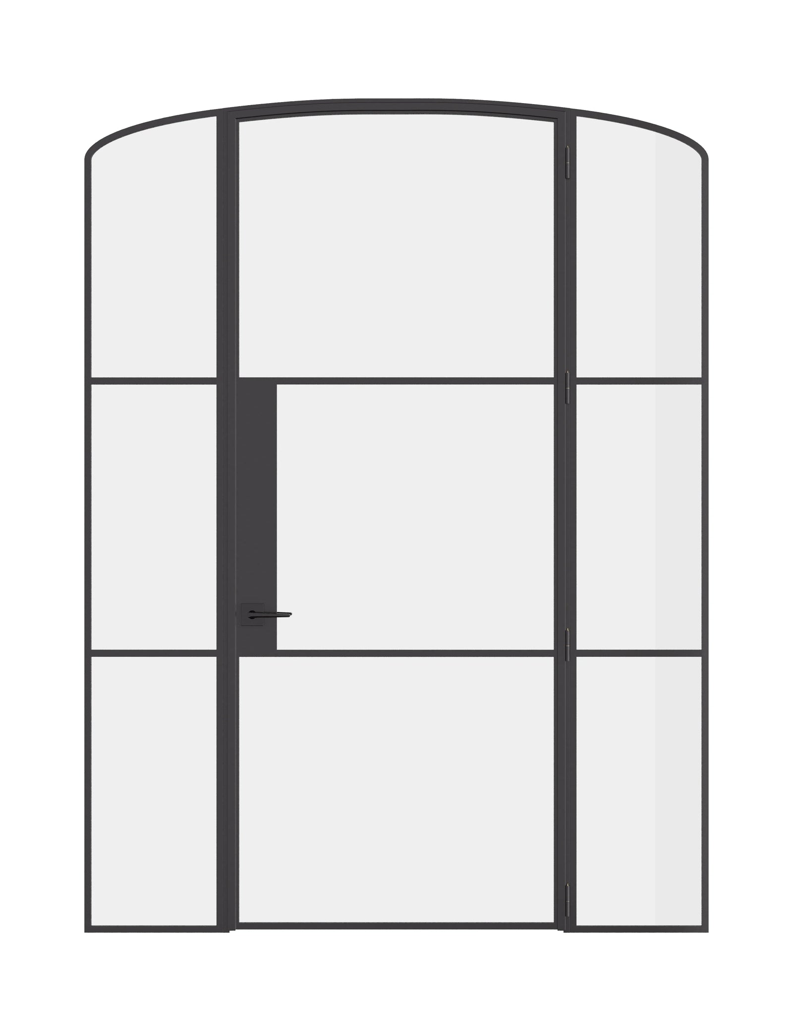 Air 4 single mini arch door with sidelights in slim steel profile