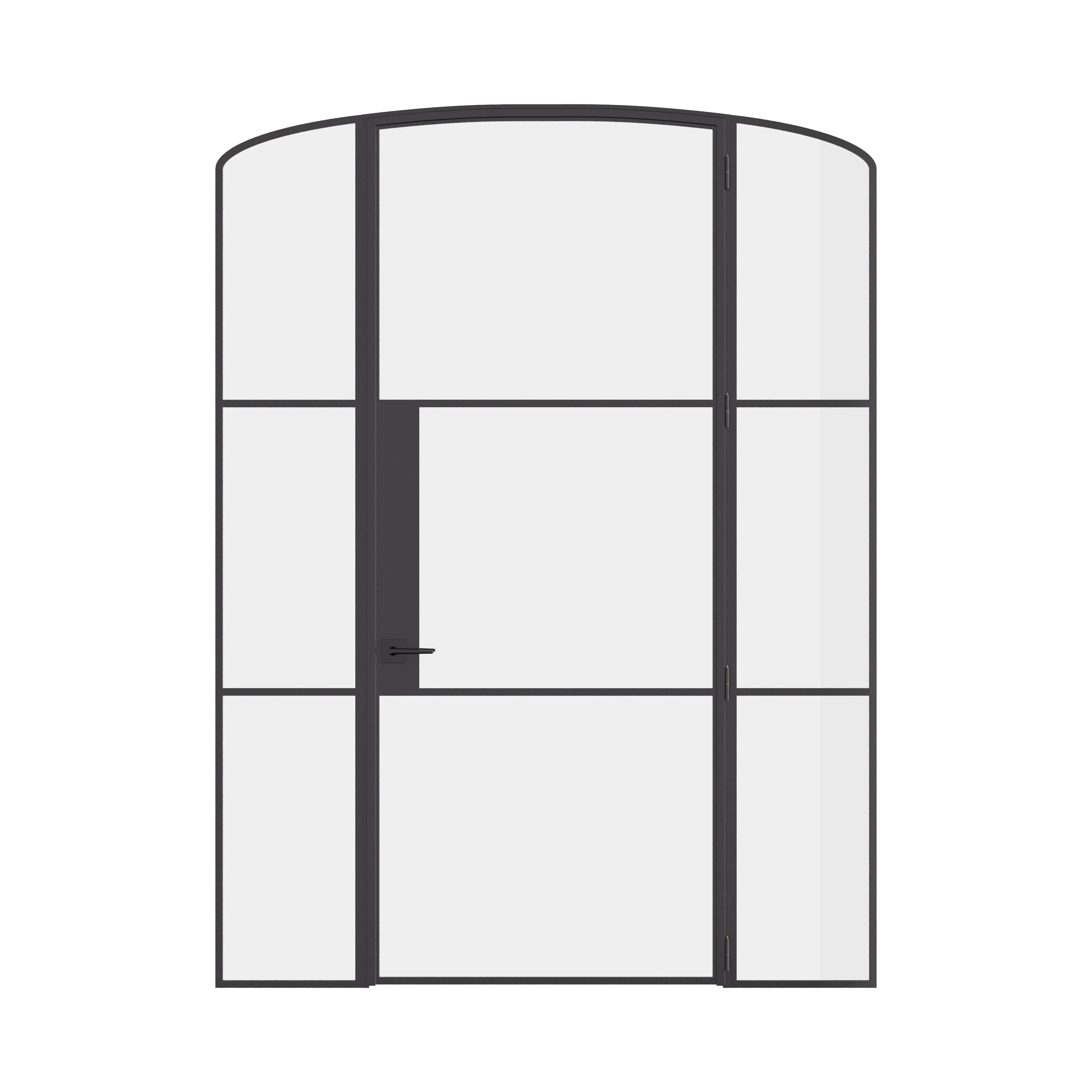 Air 4 single mini arch door with sidelights in slim steel profile