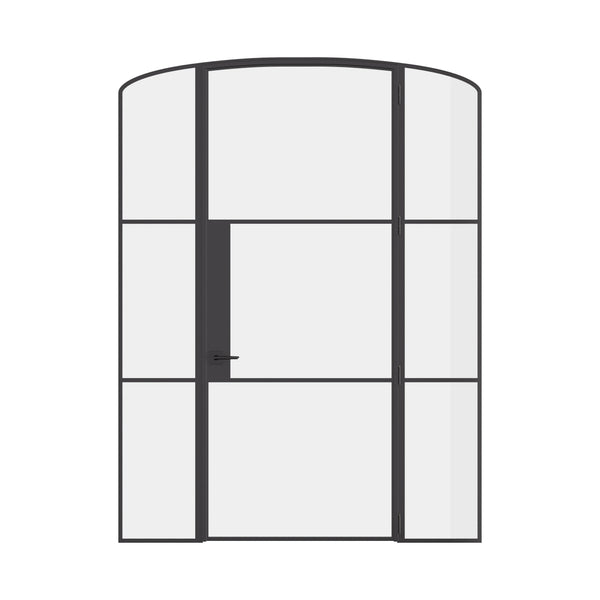 Air 4 single mini arch door with sidelights in slim steel profile