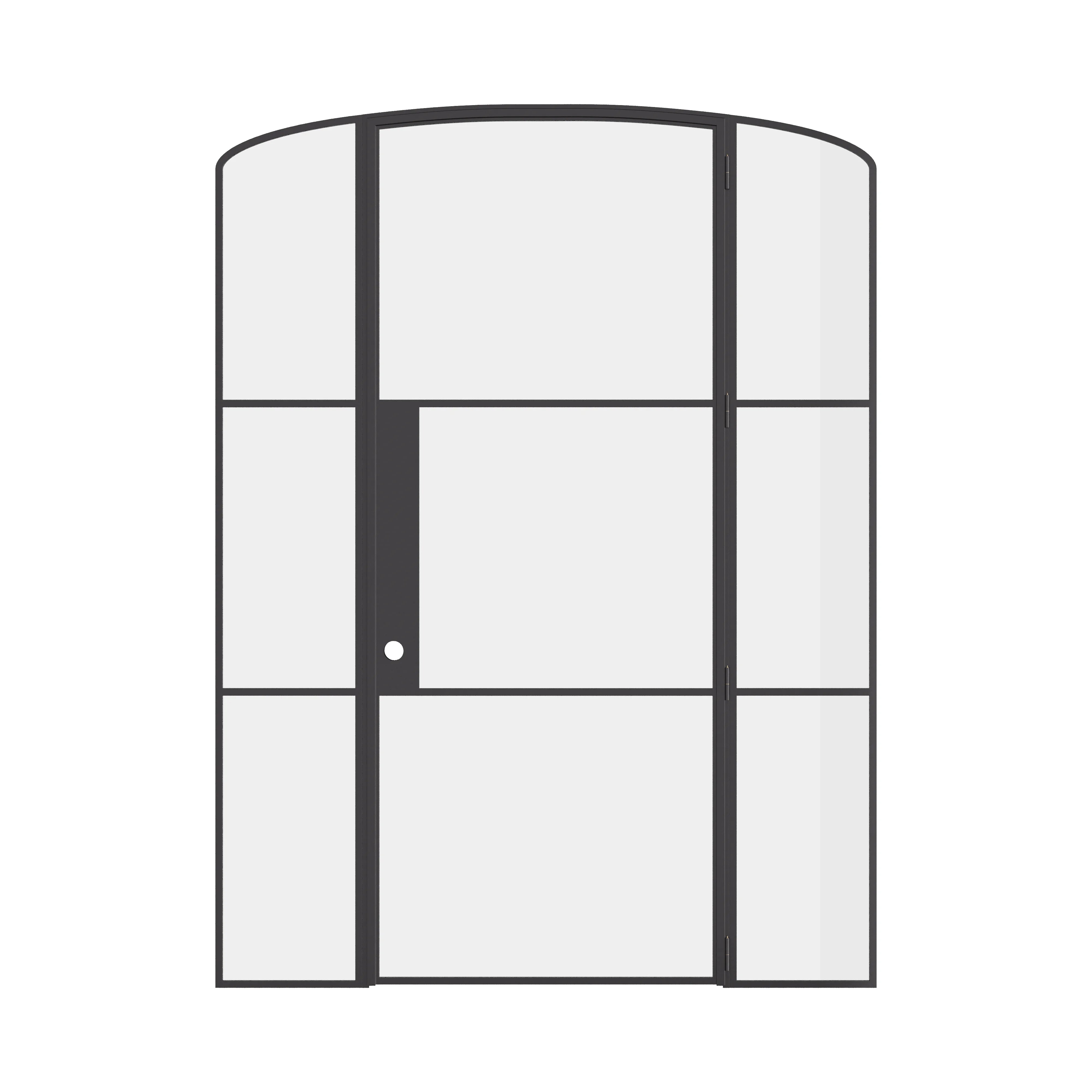Air 4 single mini arch door with sidelights in sleek black steel design