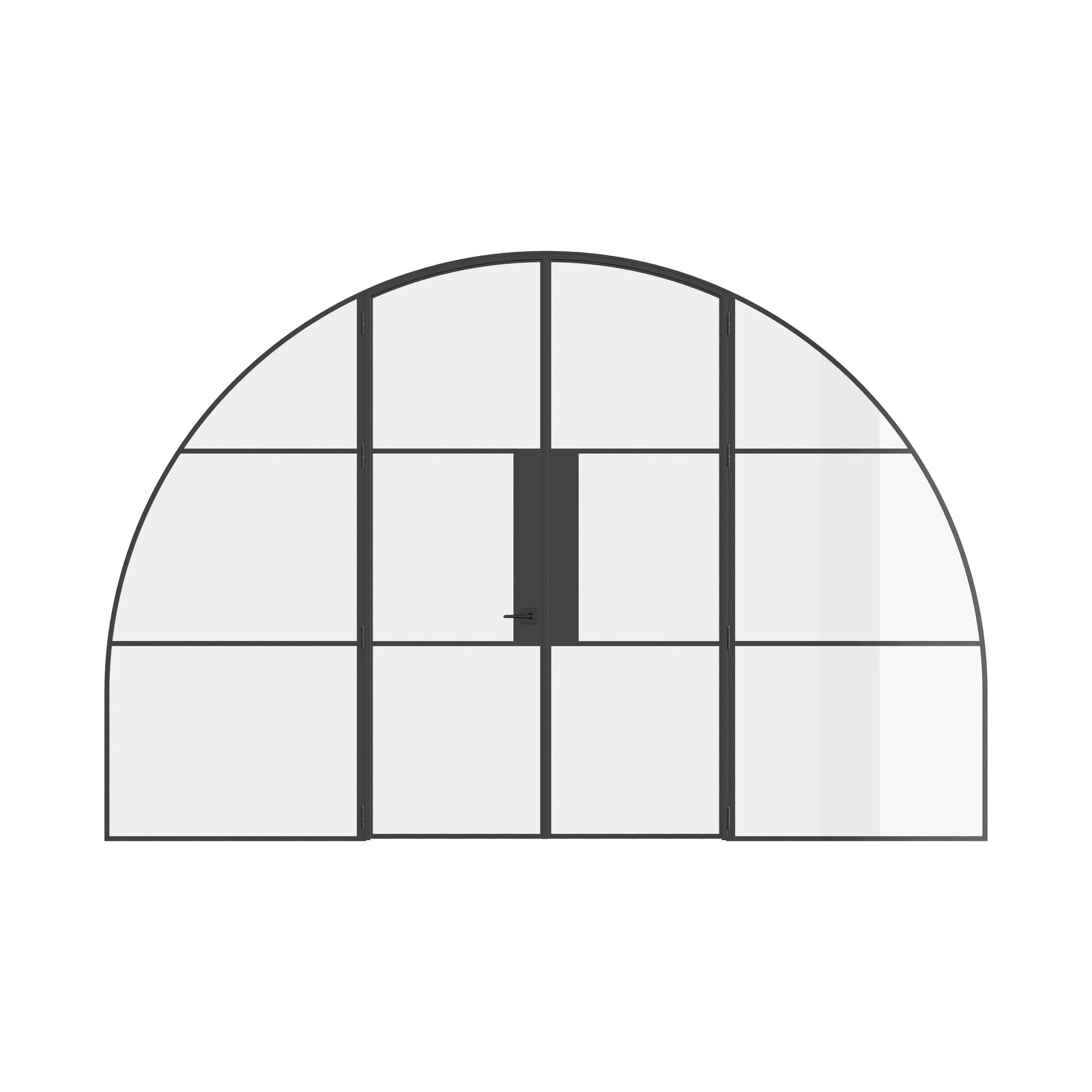 Air 4 wide double full arch doors with sidelights in solid steel frame