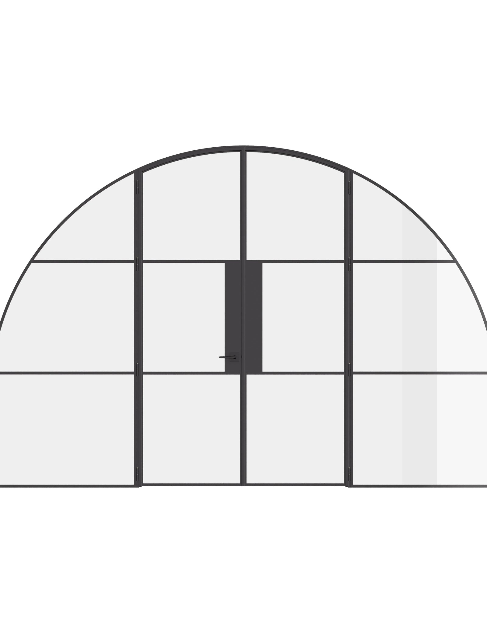 Air 4 wide double full arch doors with sidelights in solid steel frame